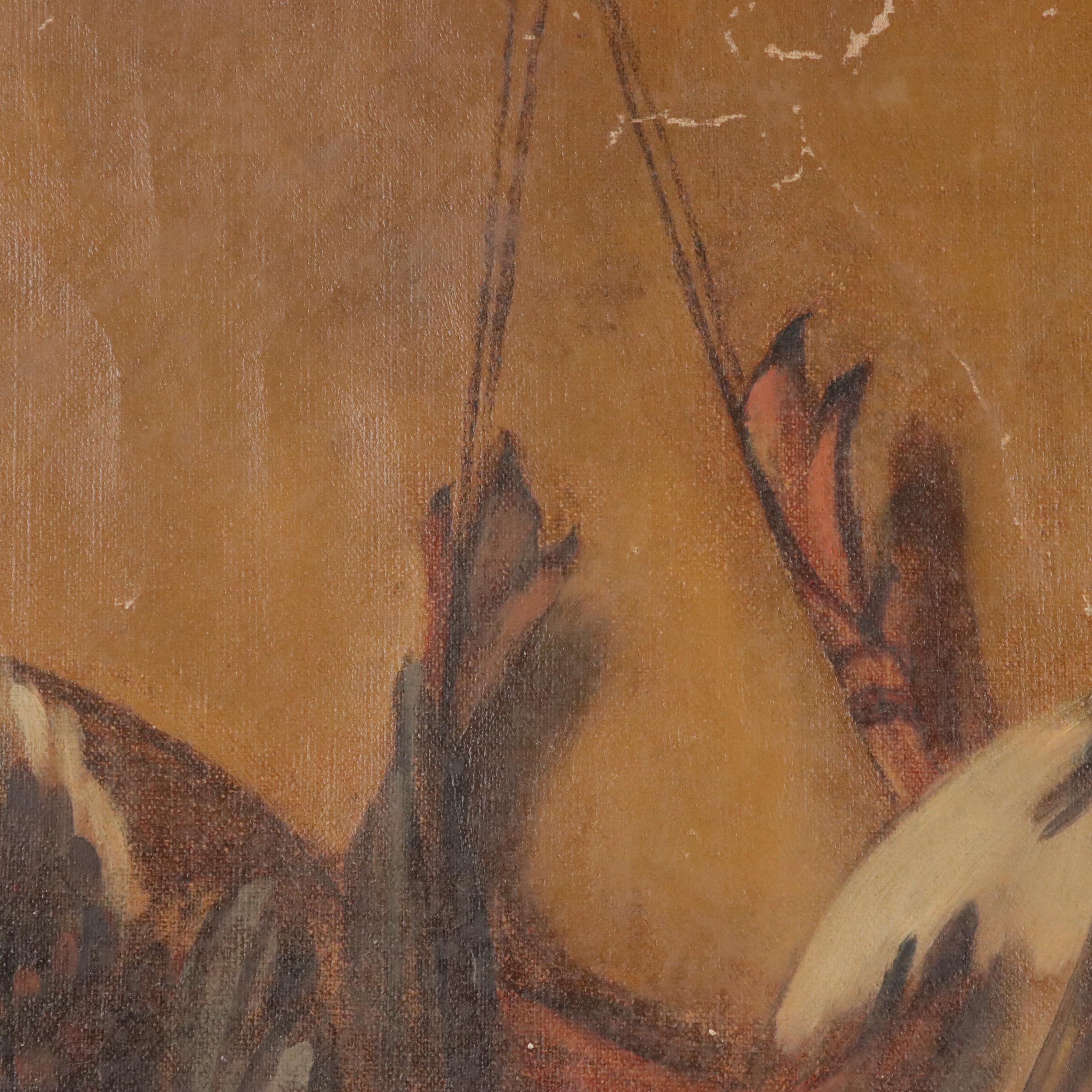 Unstretched Still Life With Mallards Oil Painting, 20th Century or Before