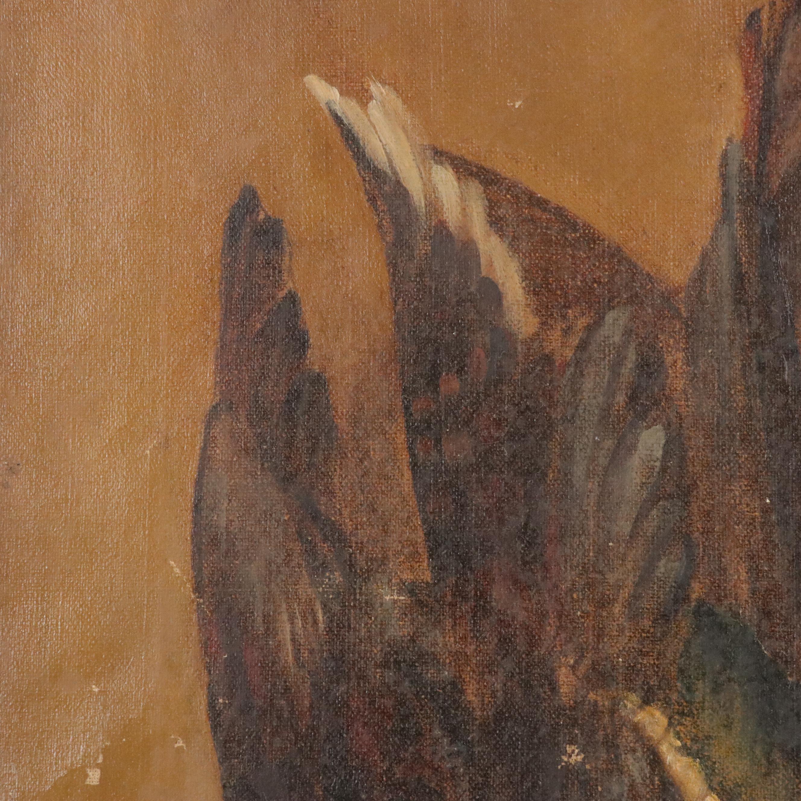 Unstretched Still Life With Mallards Oil Painting, 20th Century or Before