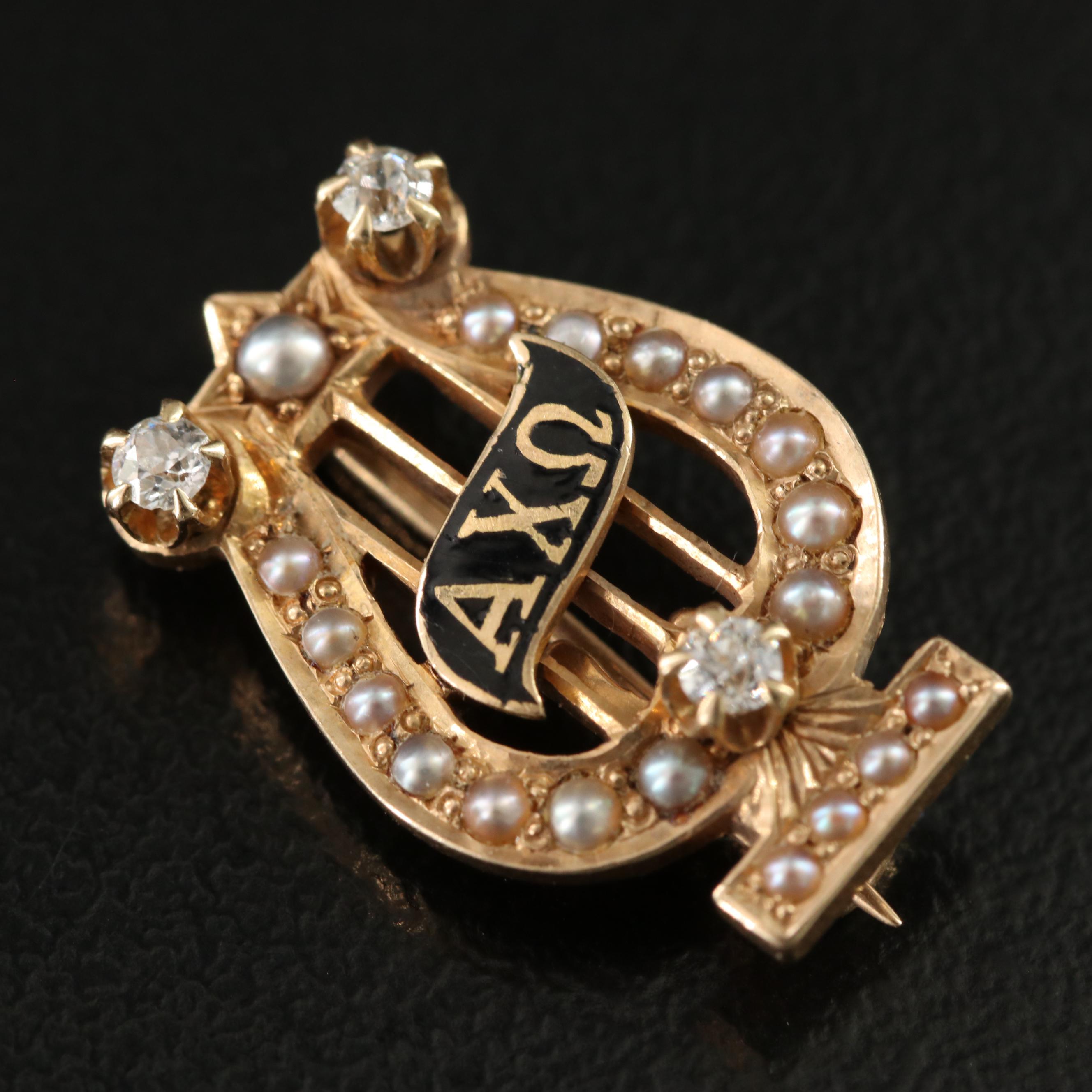 Vintage 14K Shriners and Fraternity Pins with Diamonds and Pearls