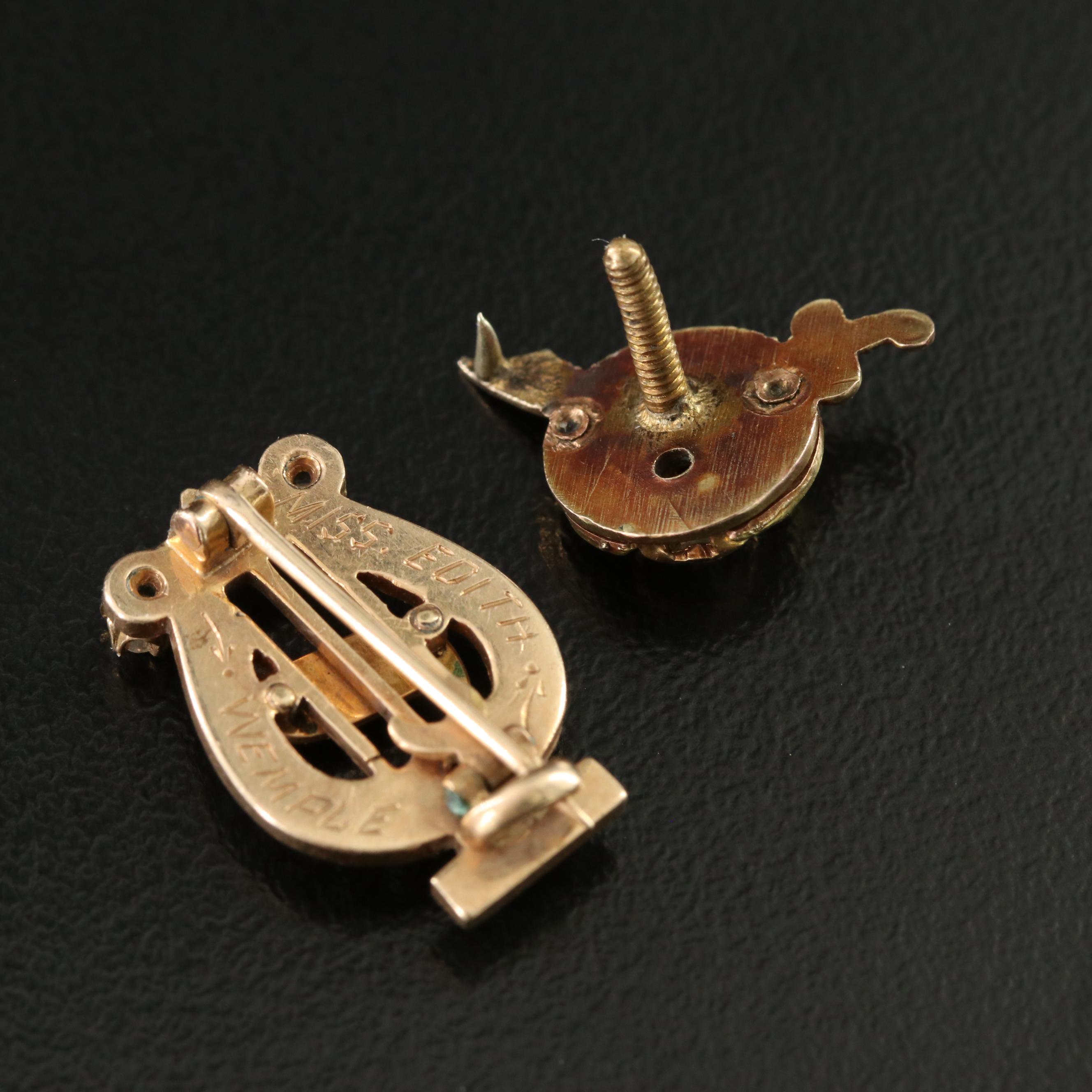 Vintage 14K Shriners and Fraternity Pins with Diamonds and Pearls