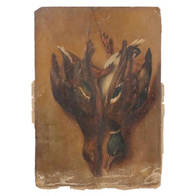 Unstretched Still Life With Mallards Oil Painting, 20th Century or Before Unstretched Still Life With Mallards Oil Painting, 20th Century or Before