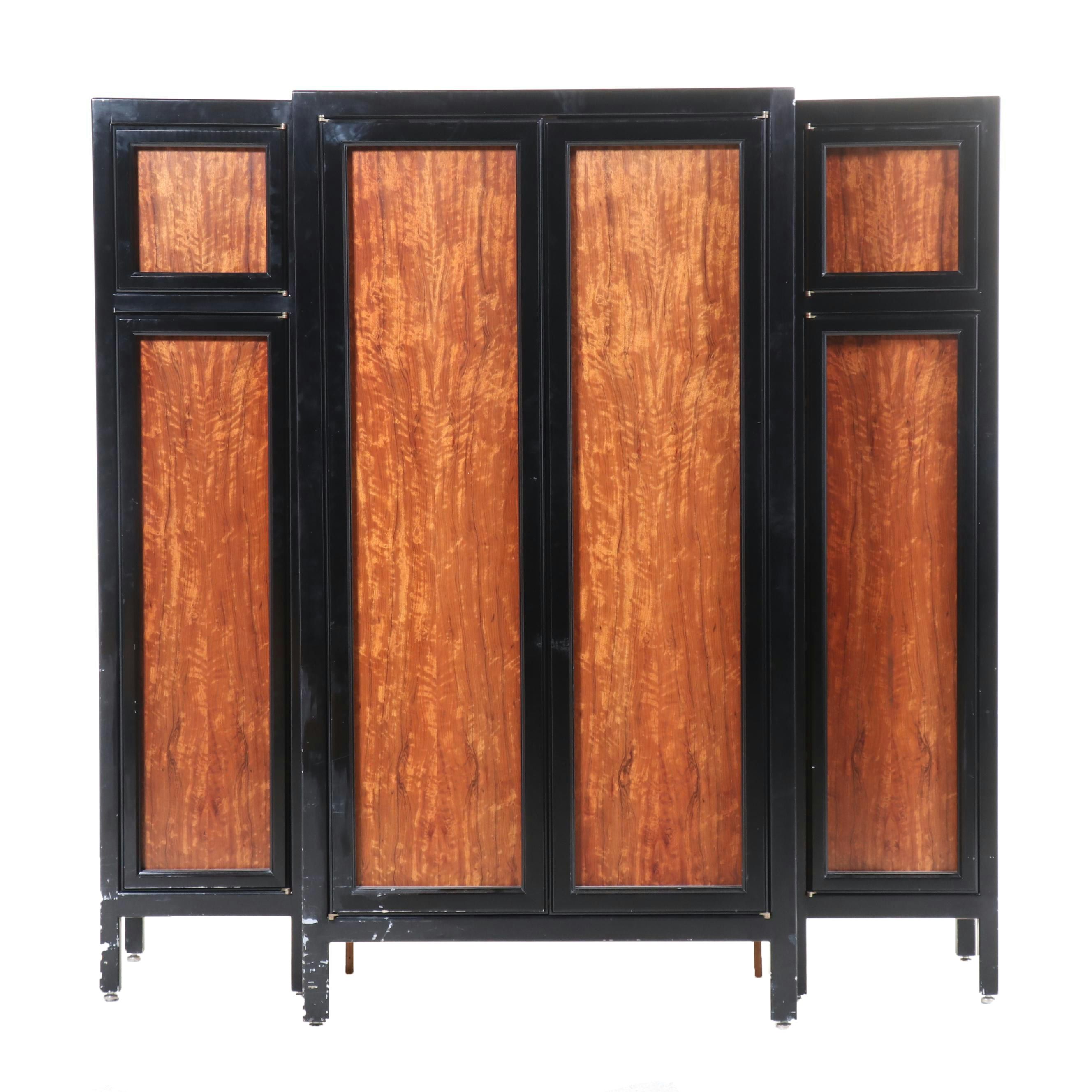 Modernist Parcel-Painted Wood Three-Piece Armoire, Late 20th Century