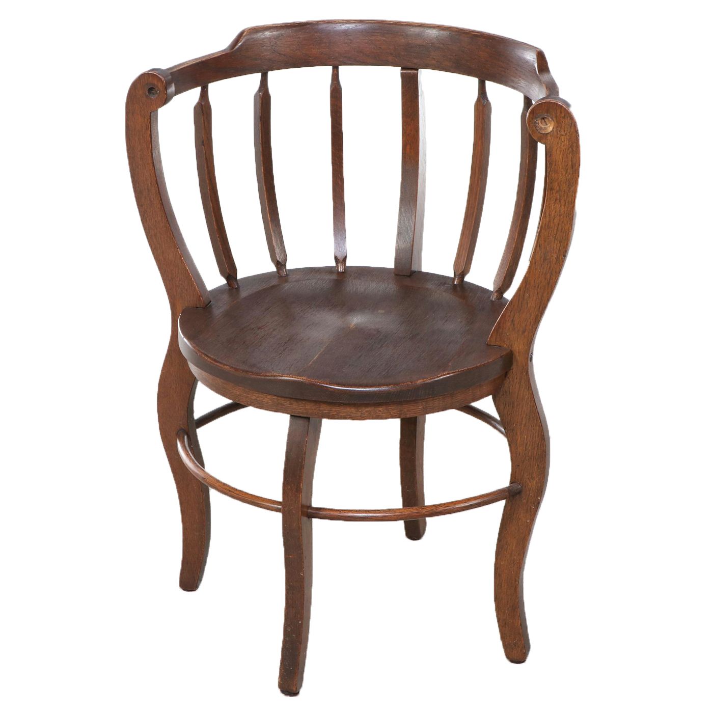 Washington Mfg. Co. Oak Barrel-Back Armchair, Early 20th Century