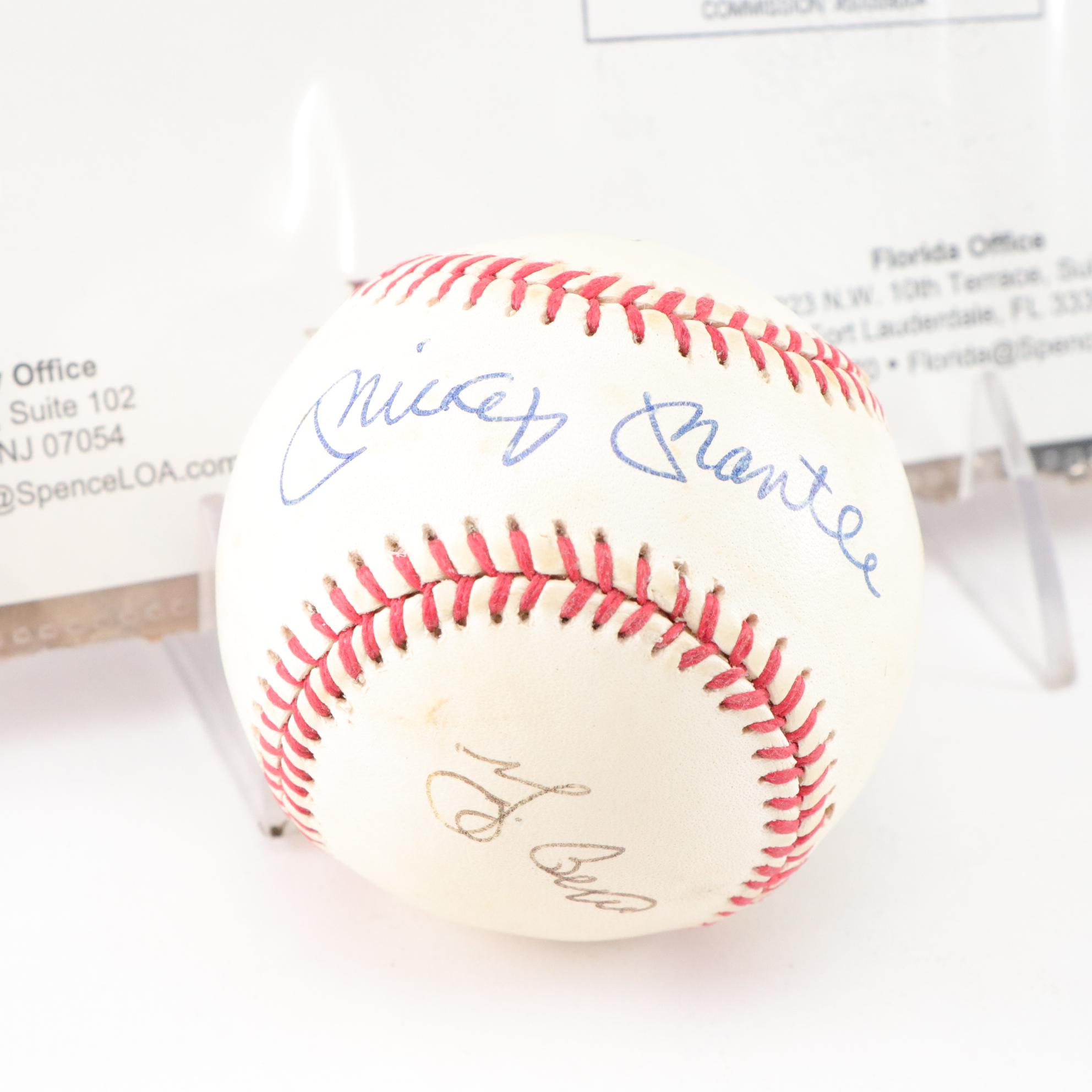 Mickey Mantle, Yogi Berra, and Whitey Ford Signed Rawlings AL Baseball