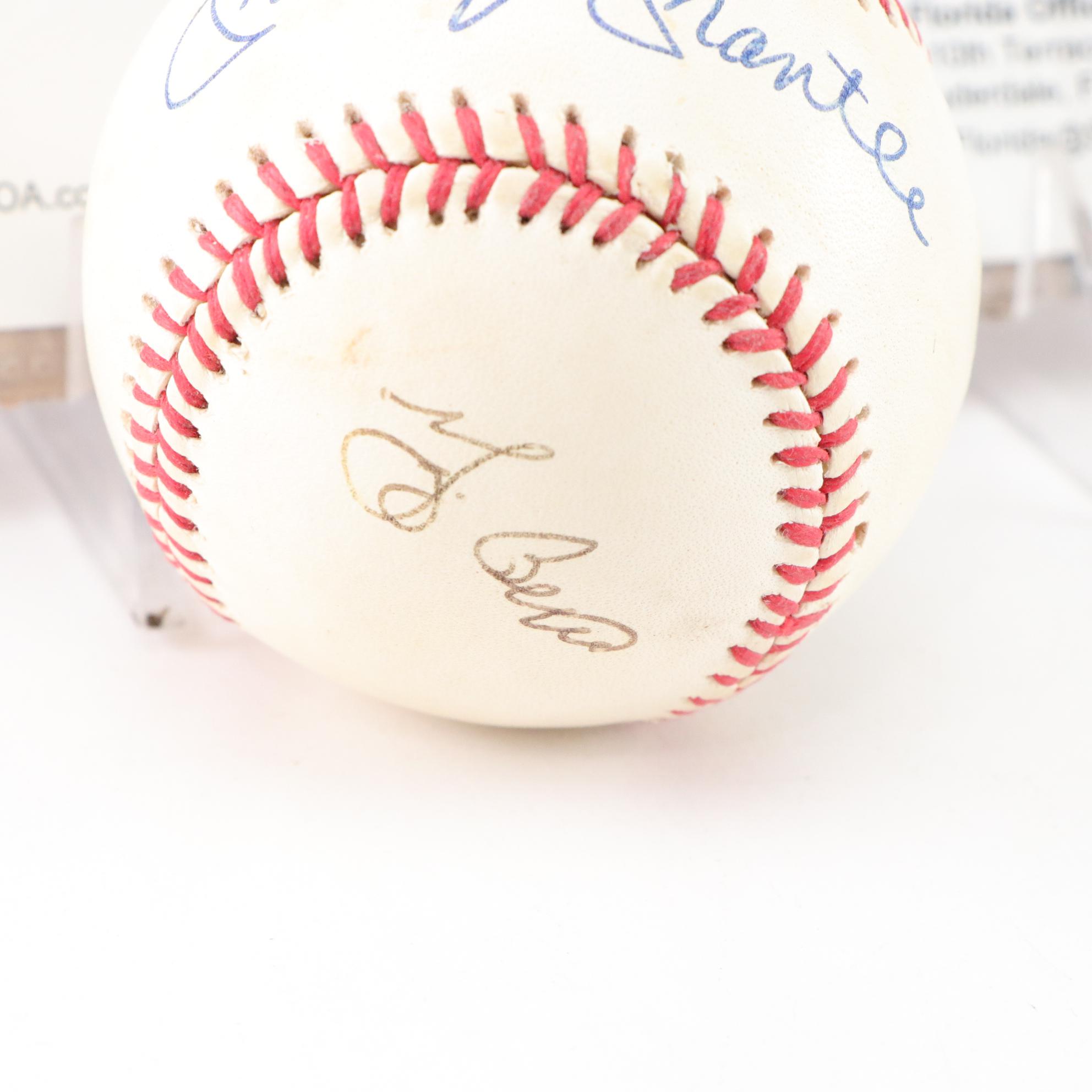 Mickey Mantle, Yogi Berra, and Whitey Ford Signed Rawlings AL Baseball