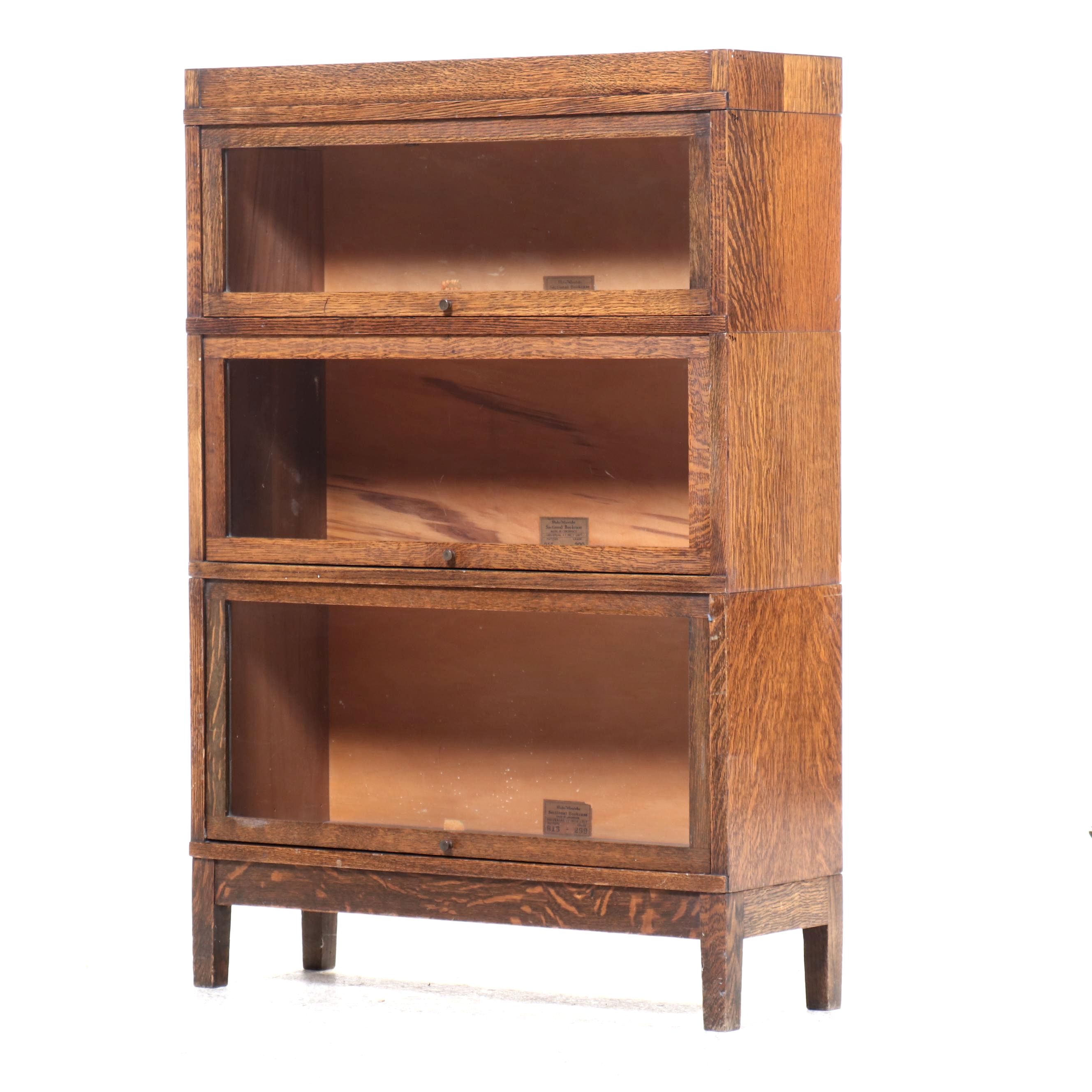 Globe-Wernicke Three-Tier Oak Barrister's Bookcase, 20th Century