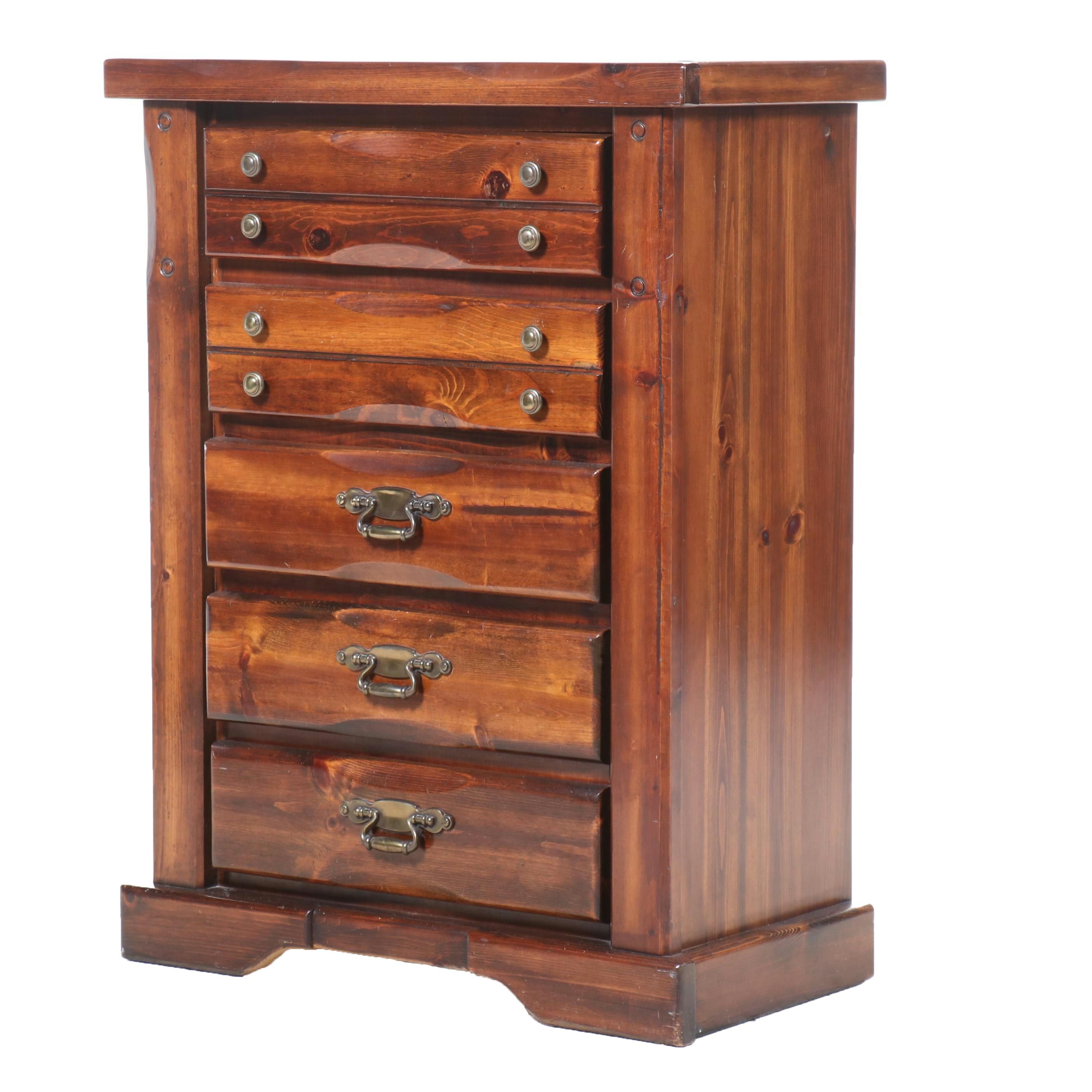 Rustic Style Pine Five-Drawer Chest, Late 20th Century