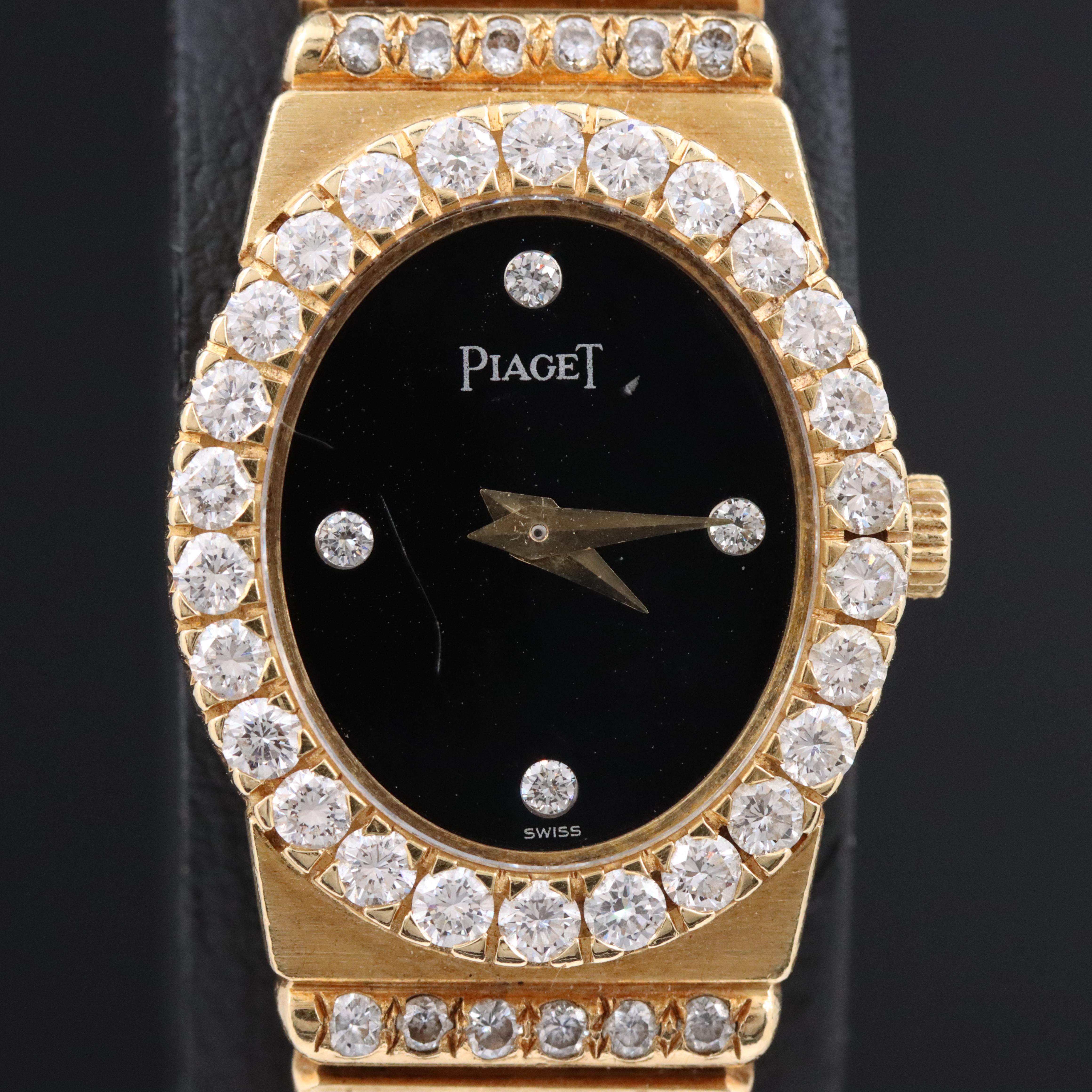 Piaget Polo 2.45 CTW Diamond Set 18K Gold 19mm Quartz Watch