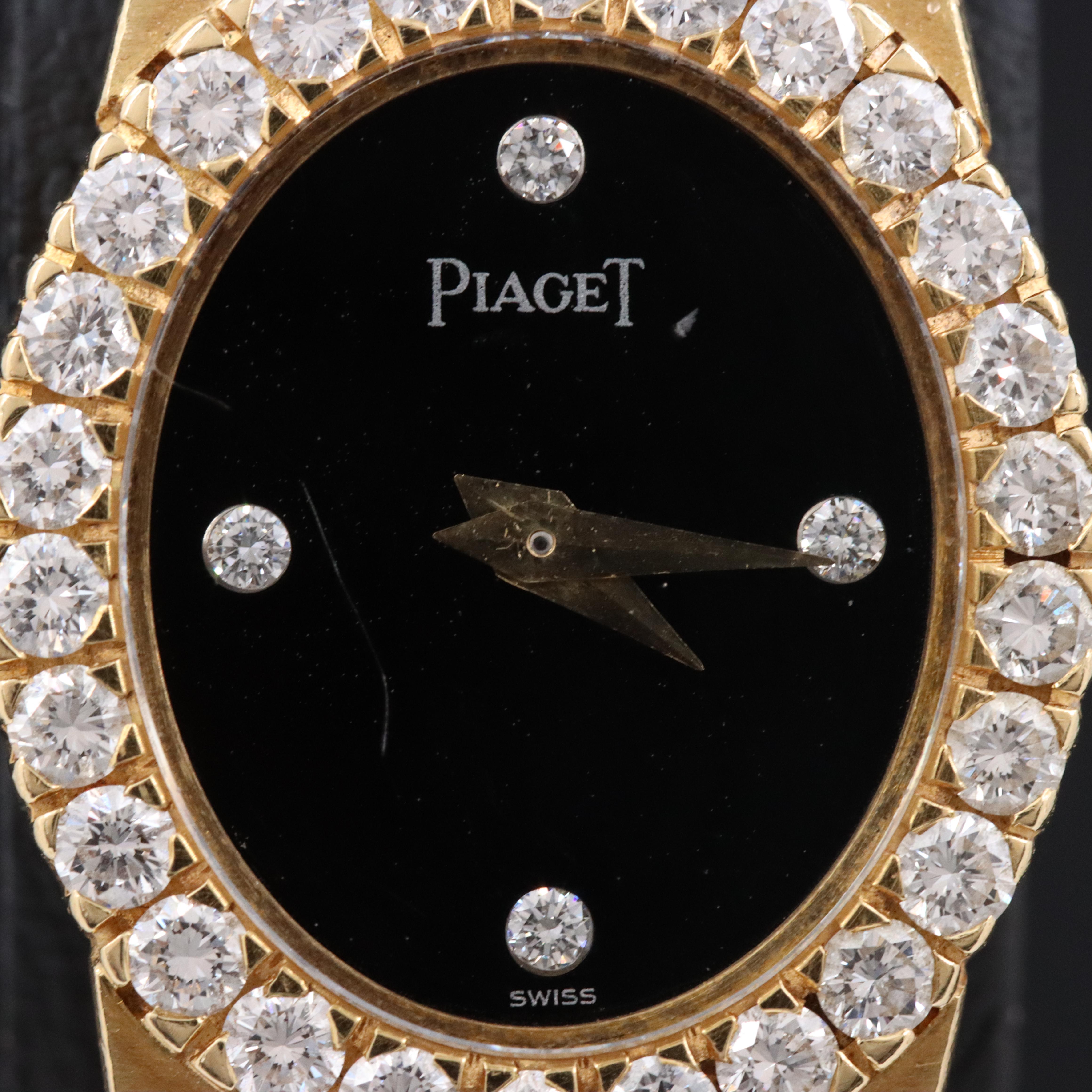 Piaget Polo 2.45 CTW Diamond Set 18K Gold 19mm Quartz Watch