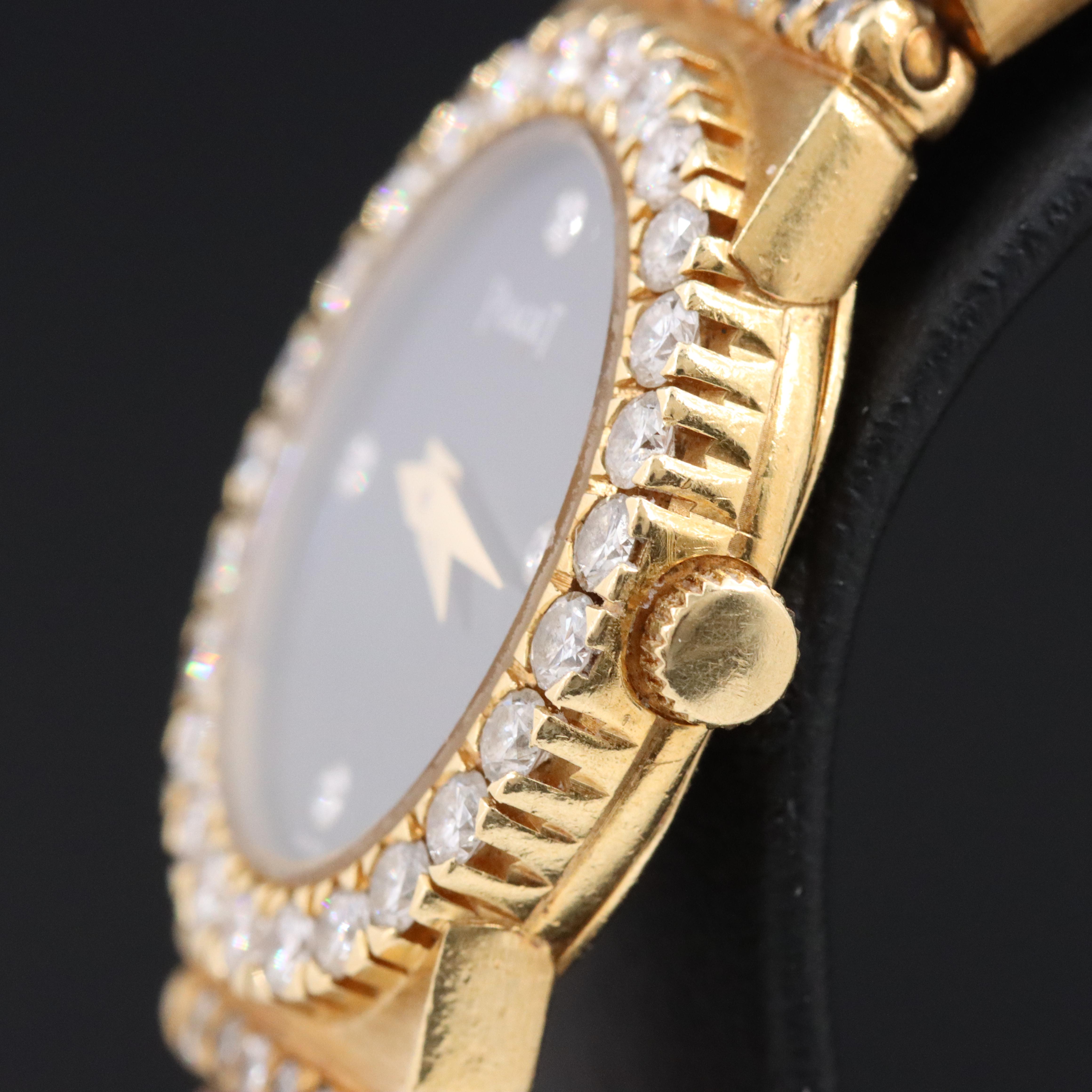 Piaget Polo 2.45 CTW Diamond Set 18K Gold 19mm Quartz Watch