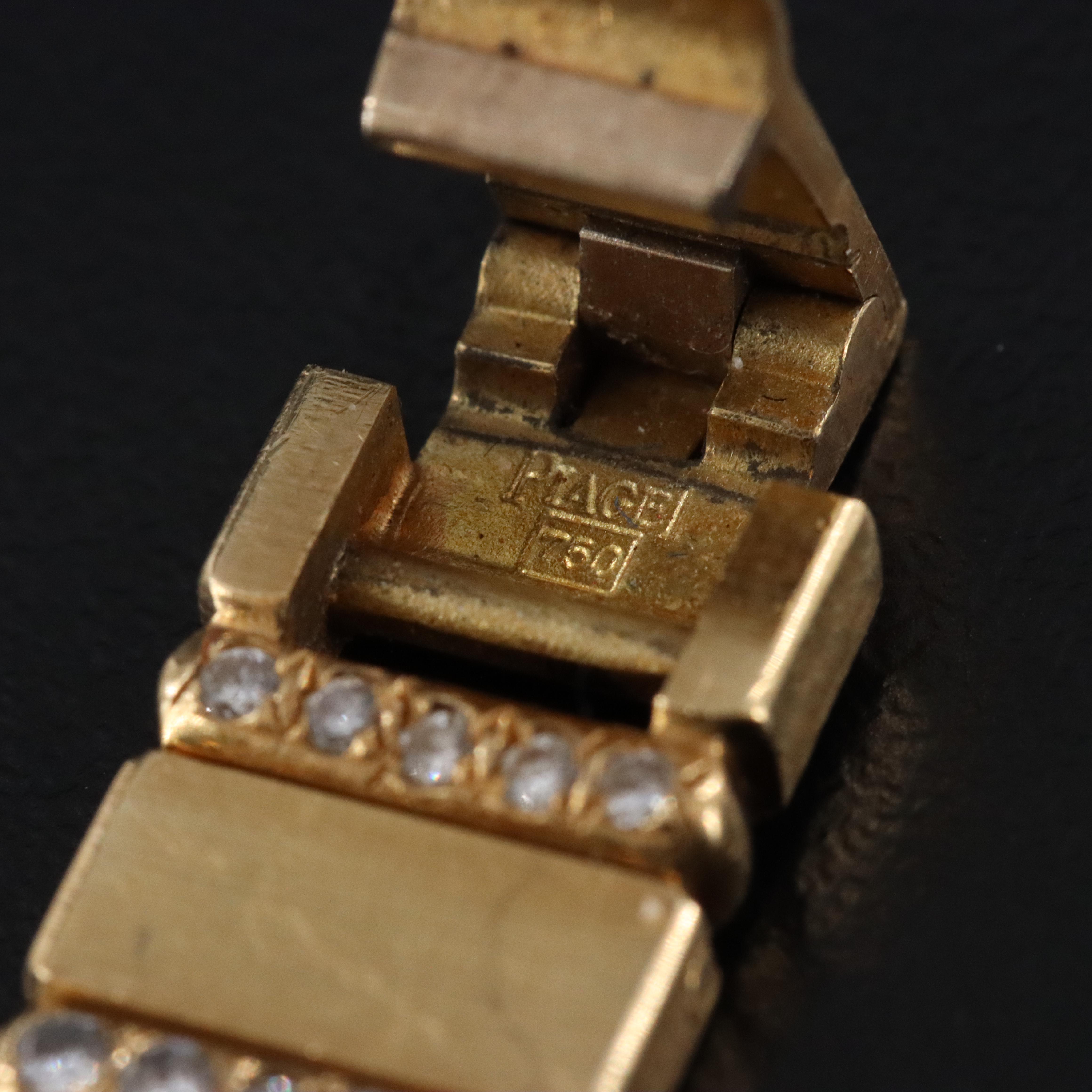 Piaget Polo 2.45 CTW Diamond Set 18K Gold 19mm Quartz Watch