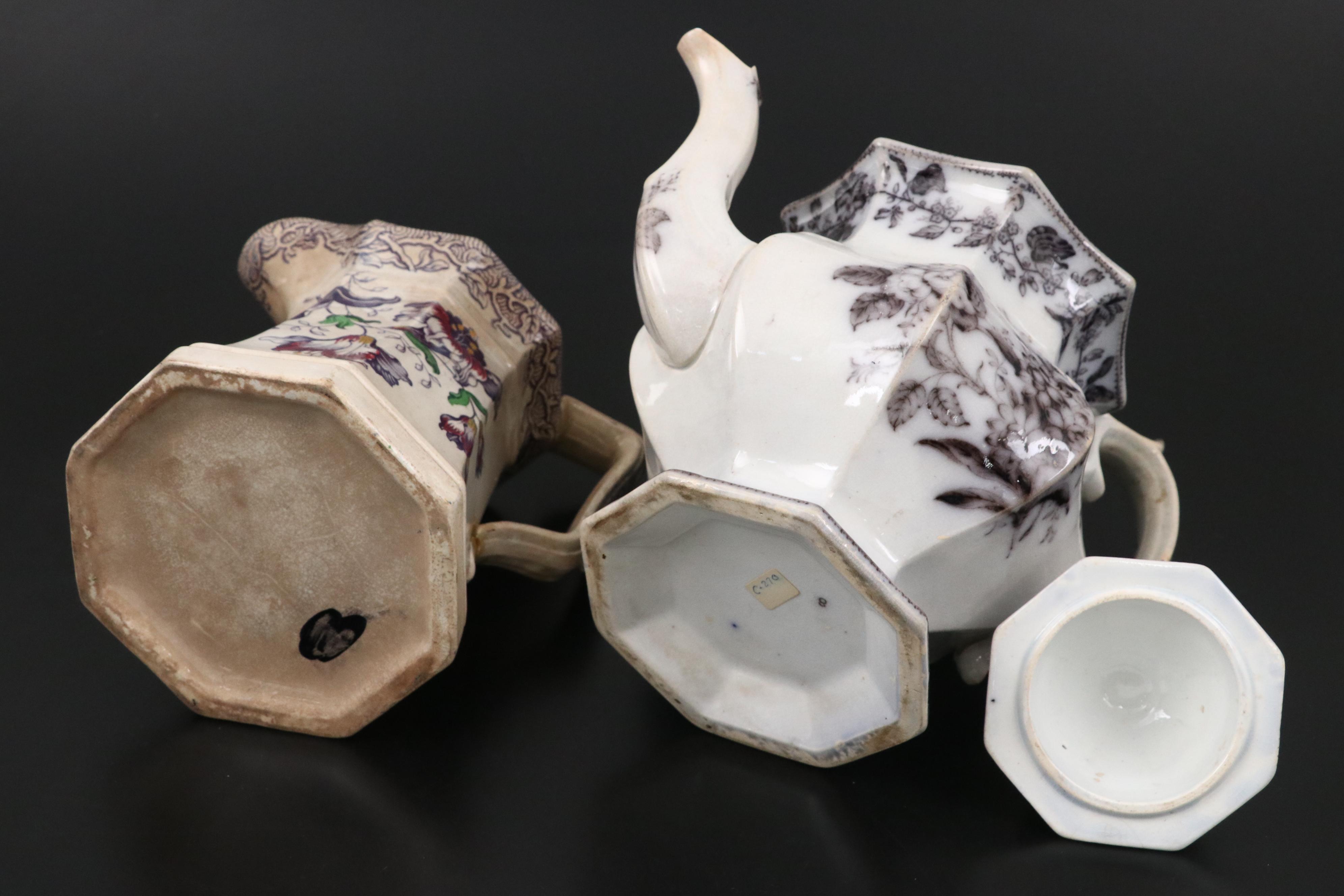 Marone "Dresden Flowers" Soup Plates with Other English Transferware Tableware