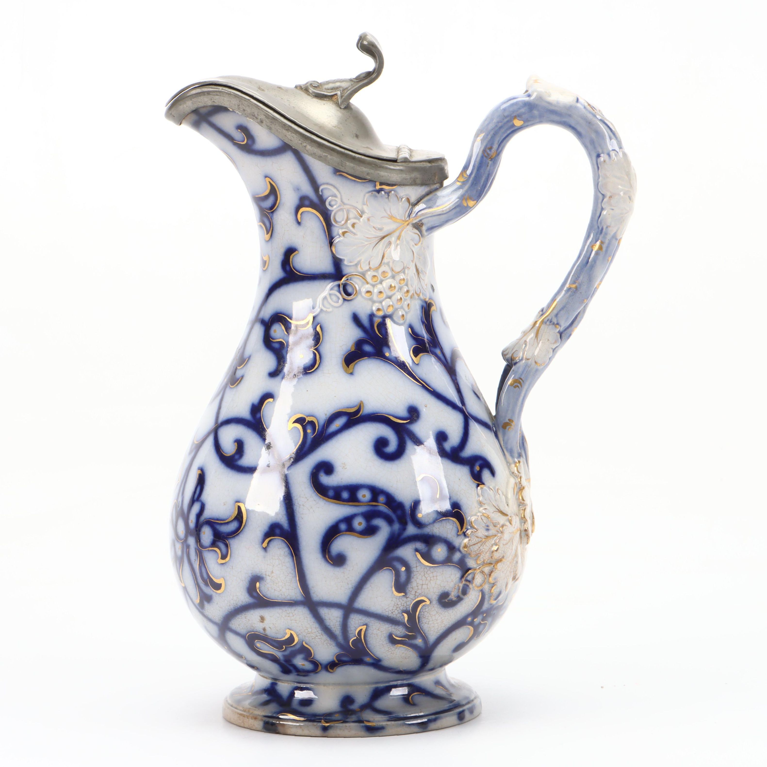 William Ridgway "Royal Lily" Earthenware Pitcher, Mid-19th Century