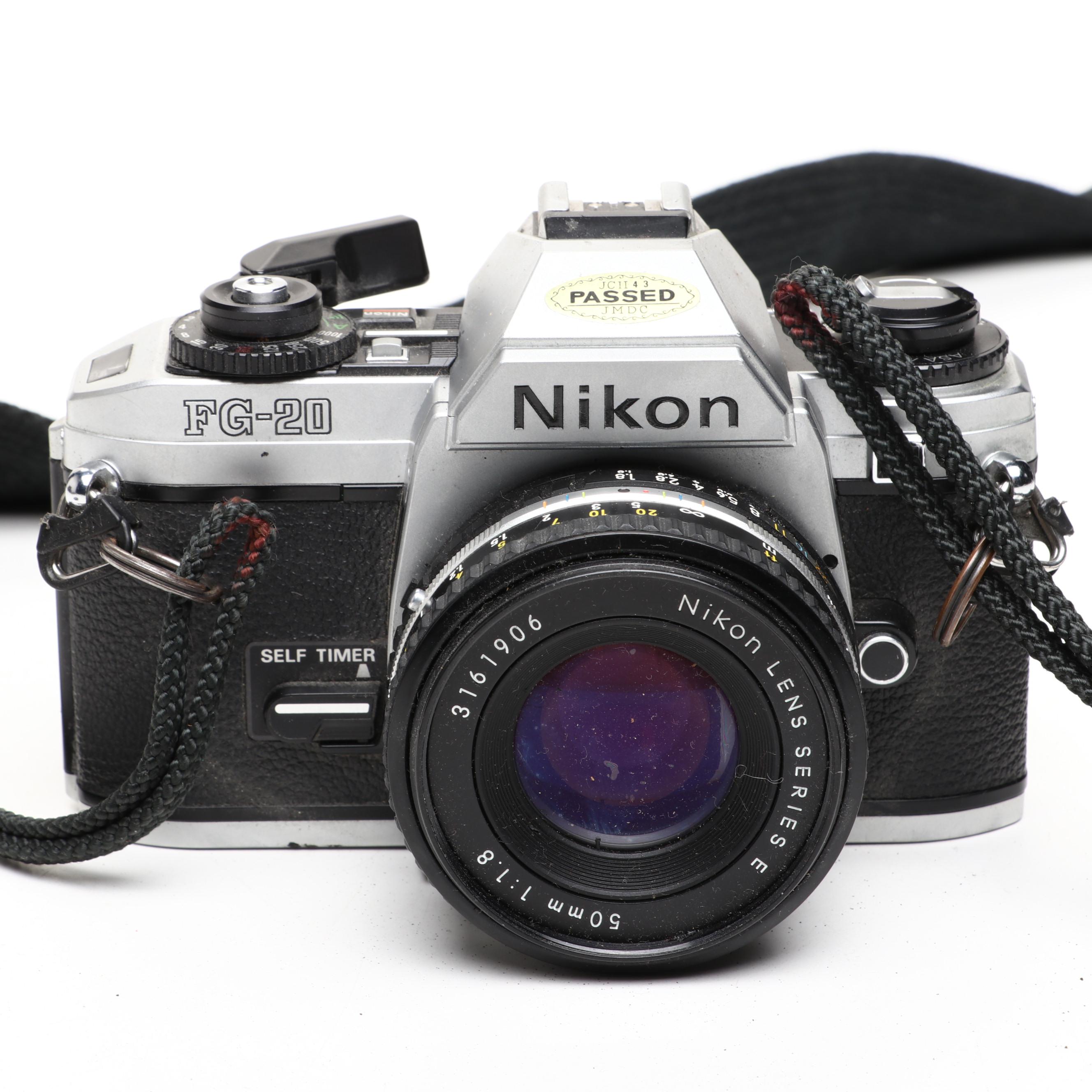 Kodak No. 1A Pocket Kodak Camera with Nikon FG-20 SLR Camera and Accessories