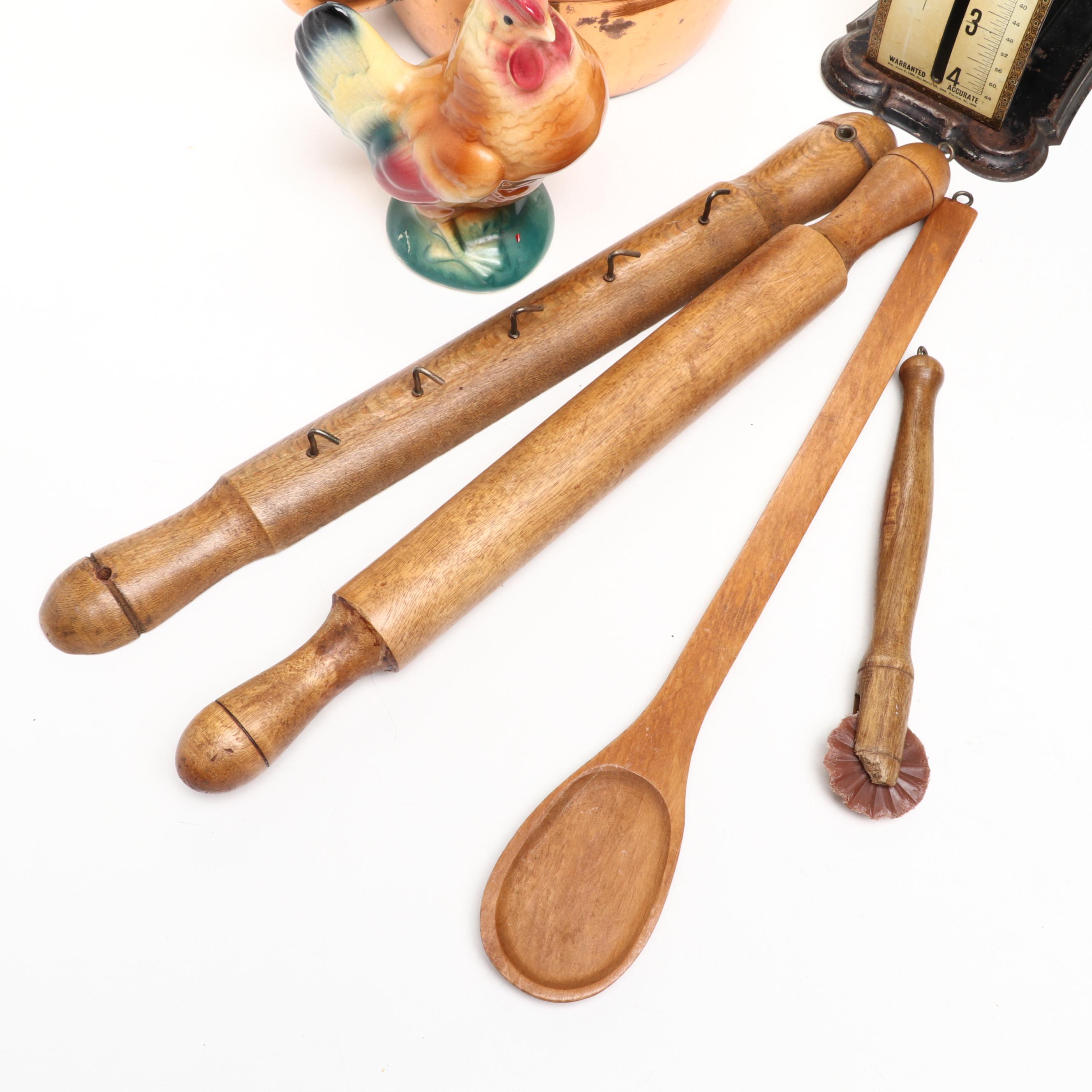 Pelouze Kitchen Scale, Copper Teapot, and Other Kitchenware