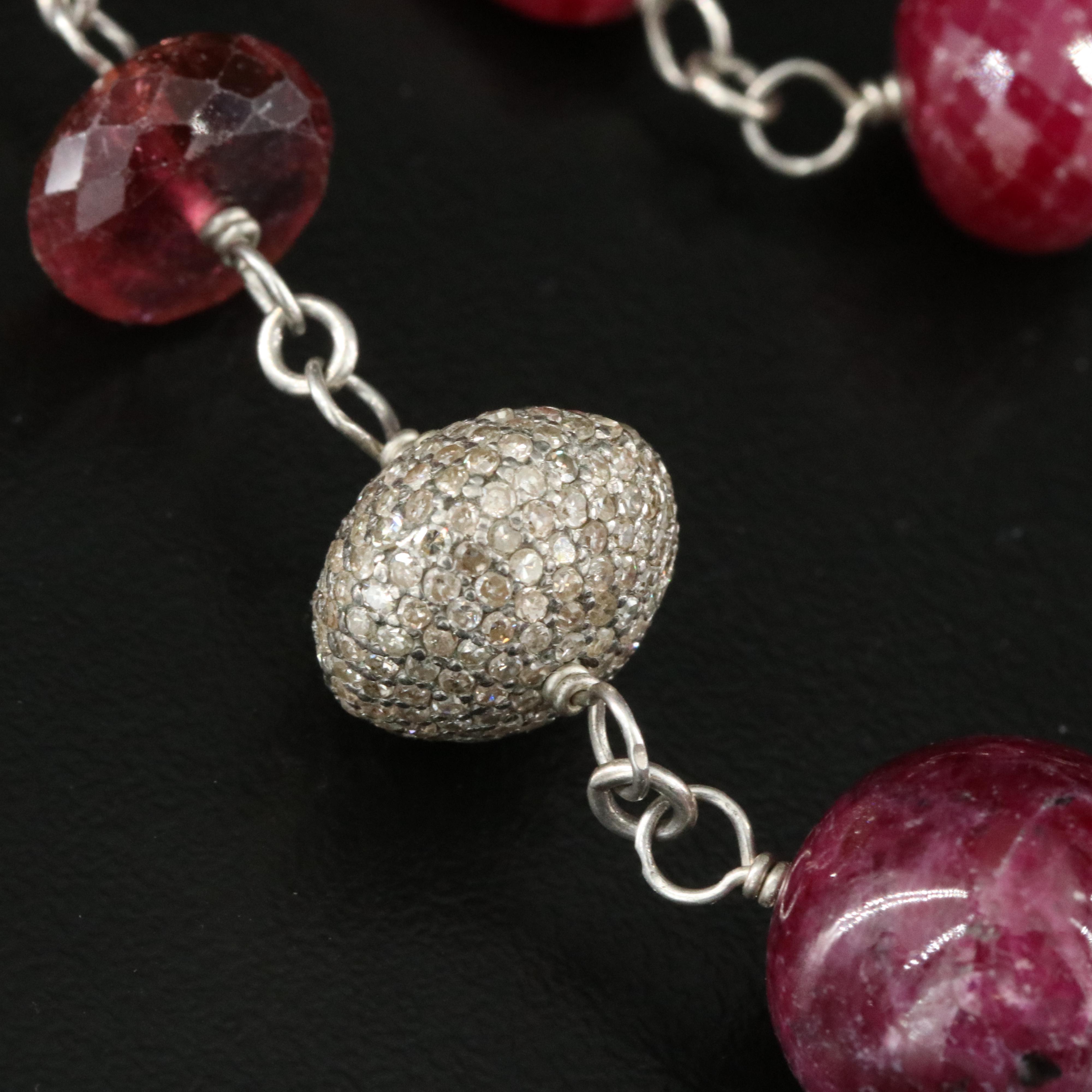 Sheryl Lowe Sterling Gemstone Necklace with Diamond Accents