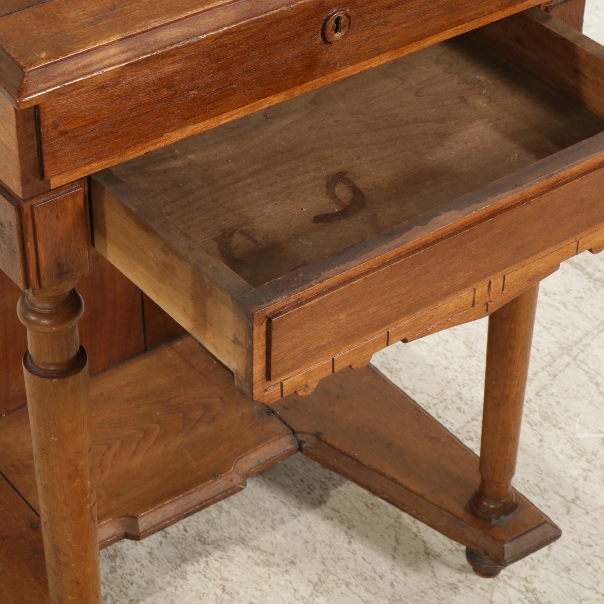 Walnut Davenport Slant Front Writing Desk, 19th Century