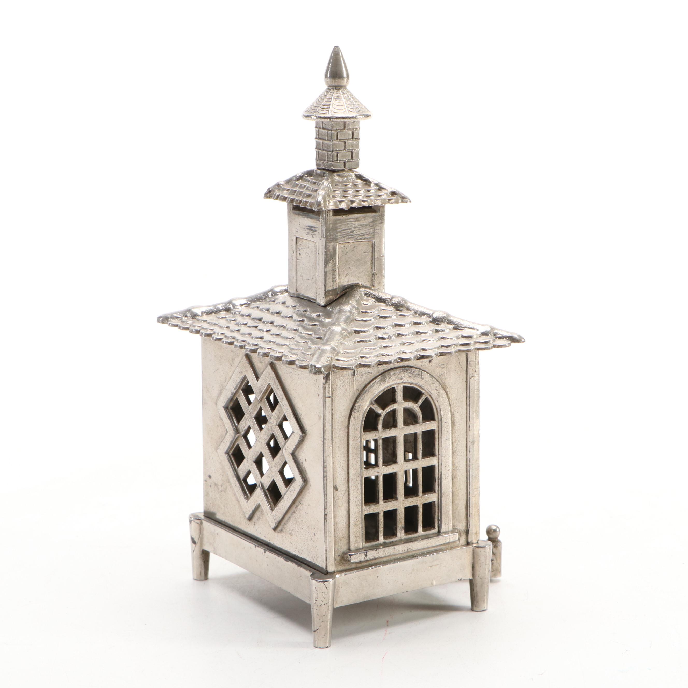 Silvered Metal Caisse Building with Cupola Still Bank