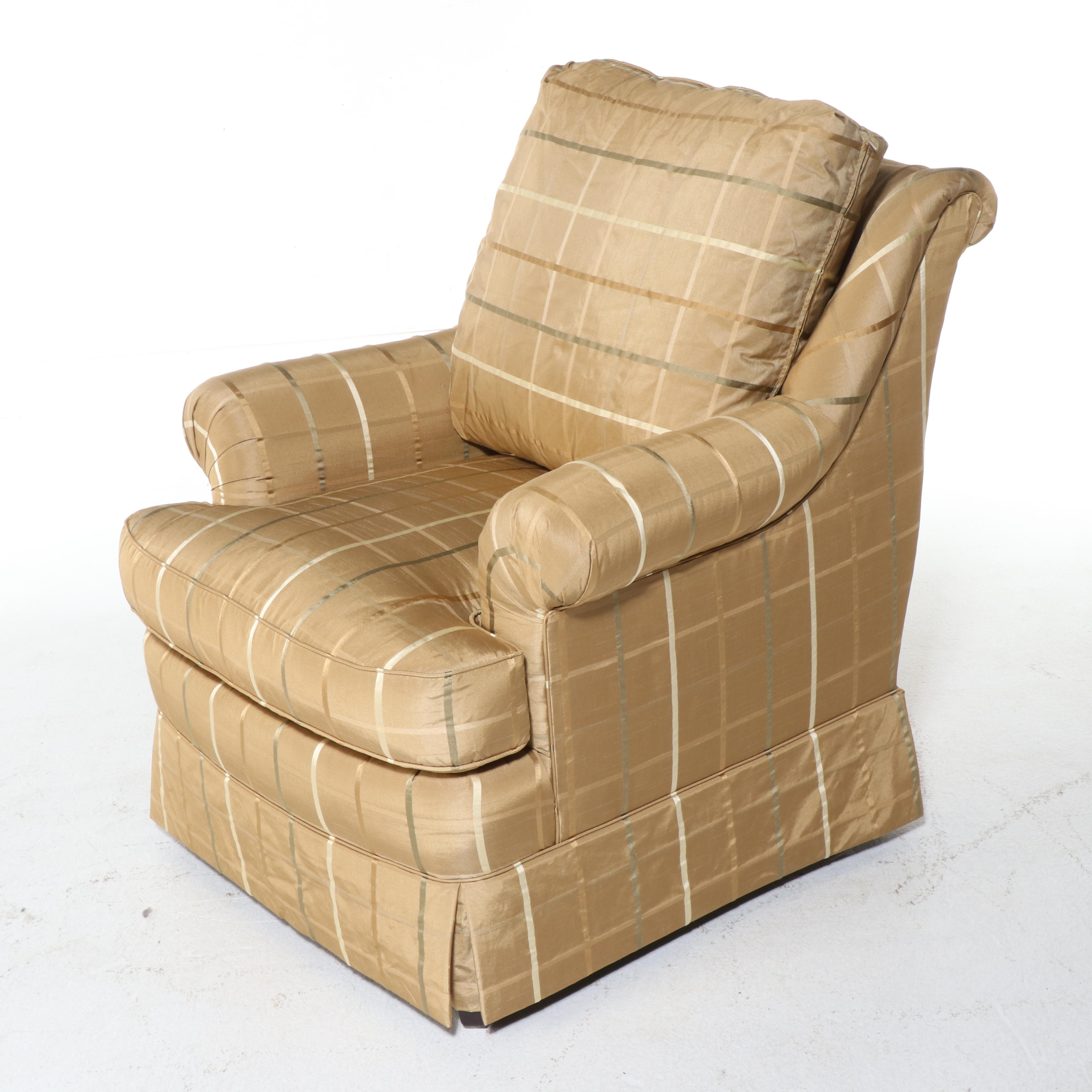 Pair of Sherrill Furniture Custom-Upholstered Easy Armchairs with Ottoman