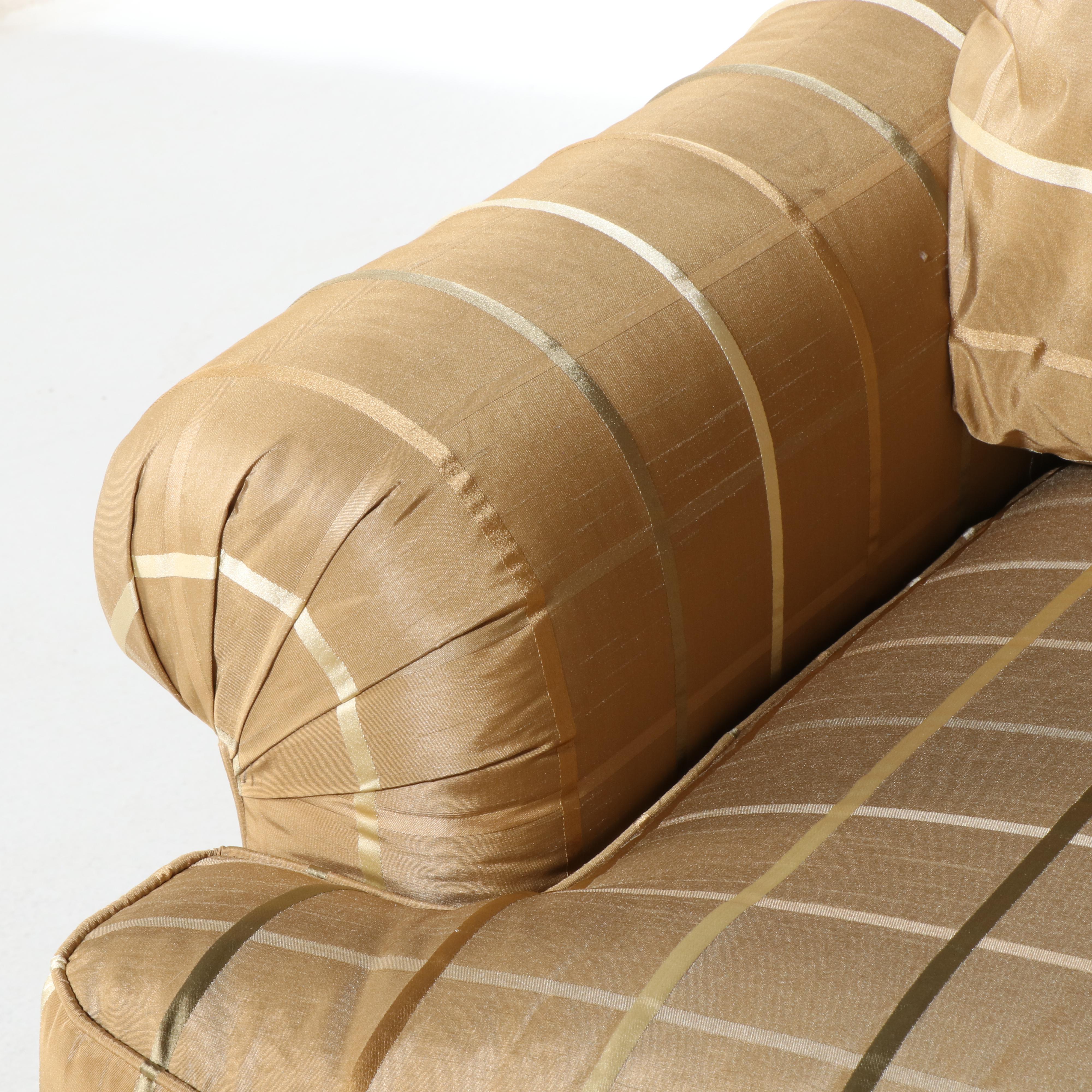 Pair of Sherrill Furniture Custom-Upholstered Easy Armchairs with Ottoman