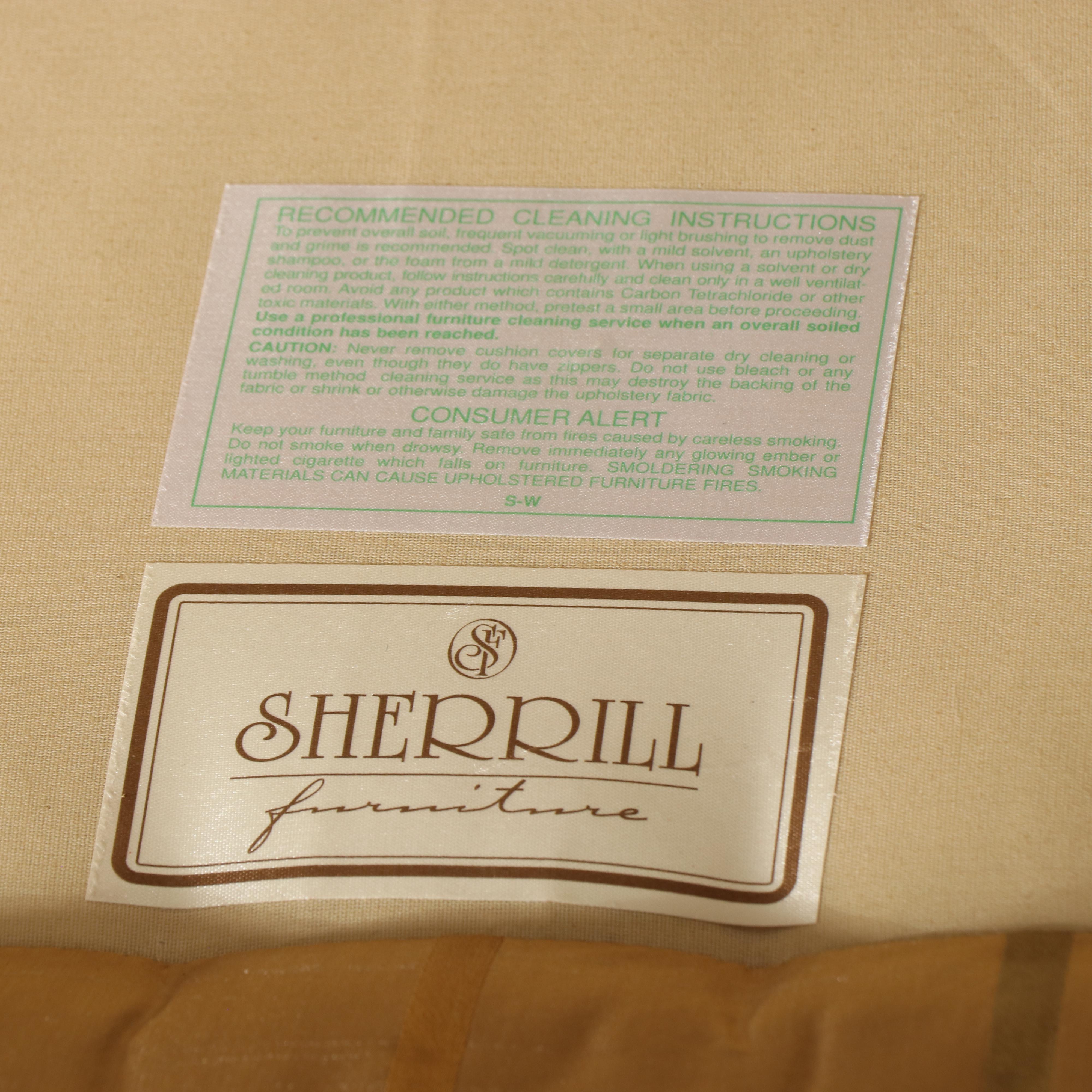 Pair of Sherrill Furniture Custom-Upholstered Easy Armchairs with Ottoman