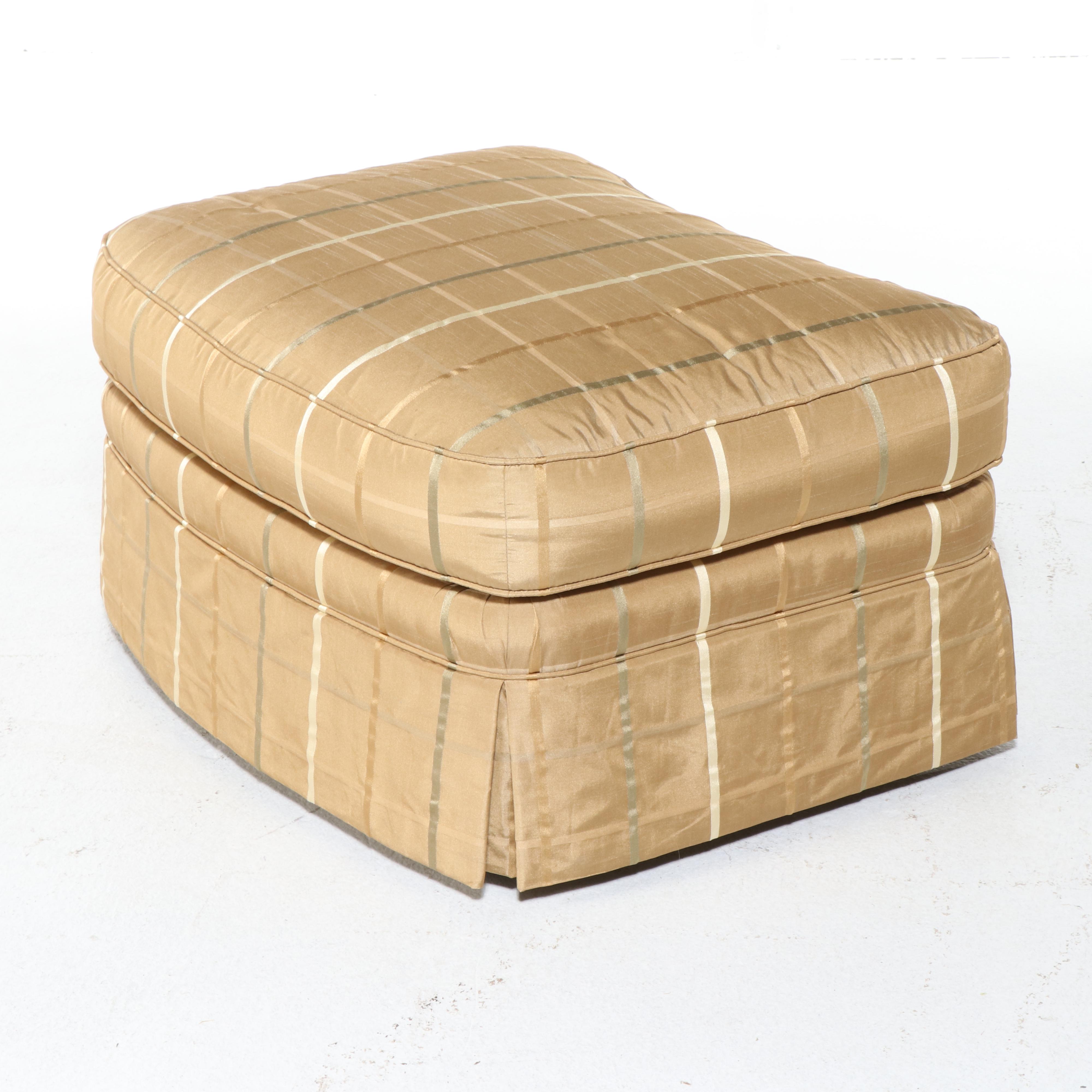 Pair of Sherrill Furniture Custom-Upholstered Easy Armchairs with Ottoman