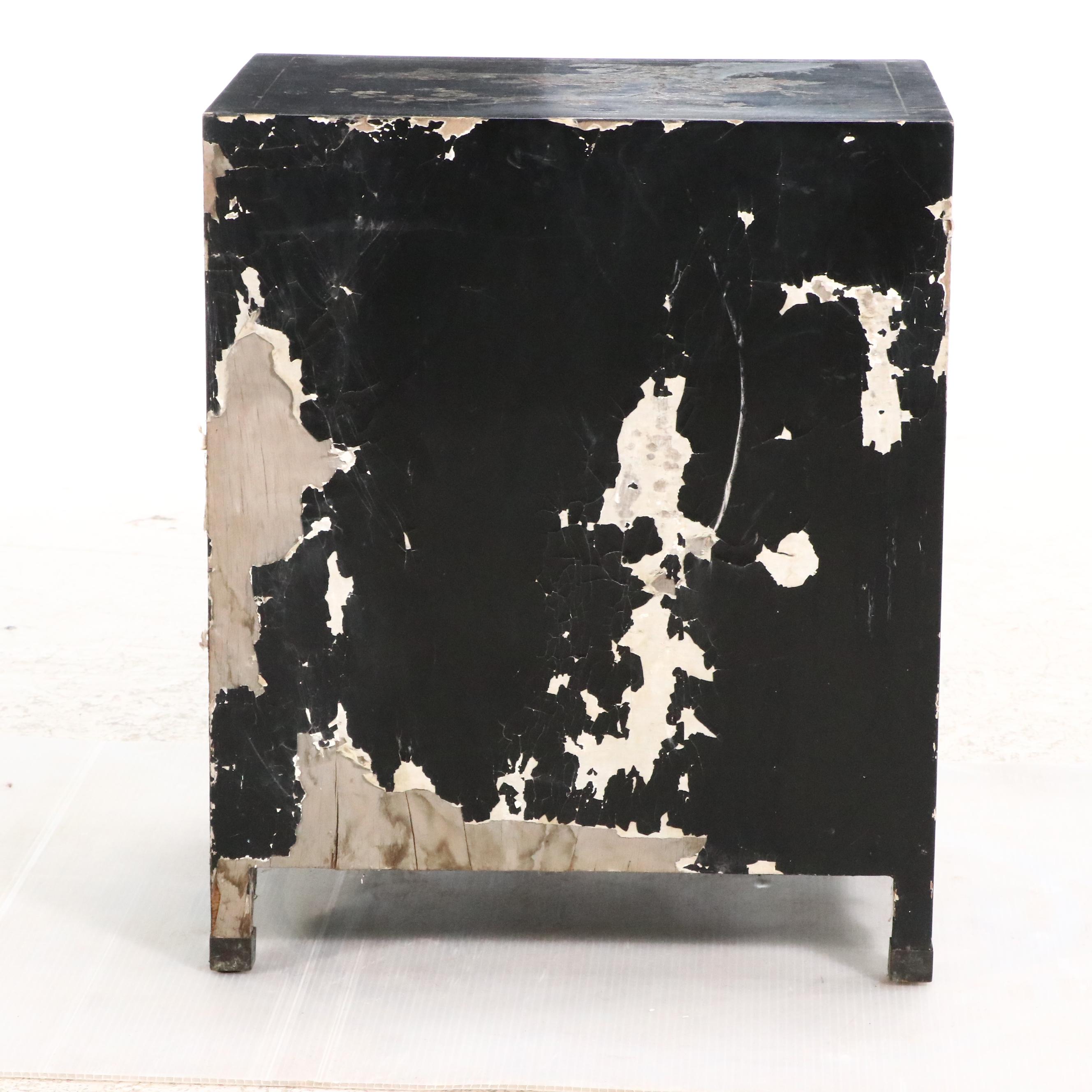Chinese Painted Lacquer Wood Side Cabinet, 20th Century