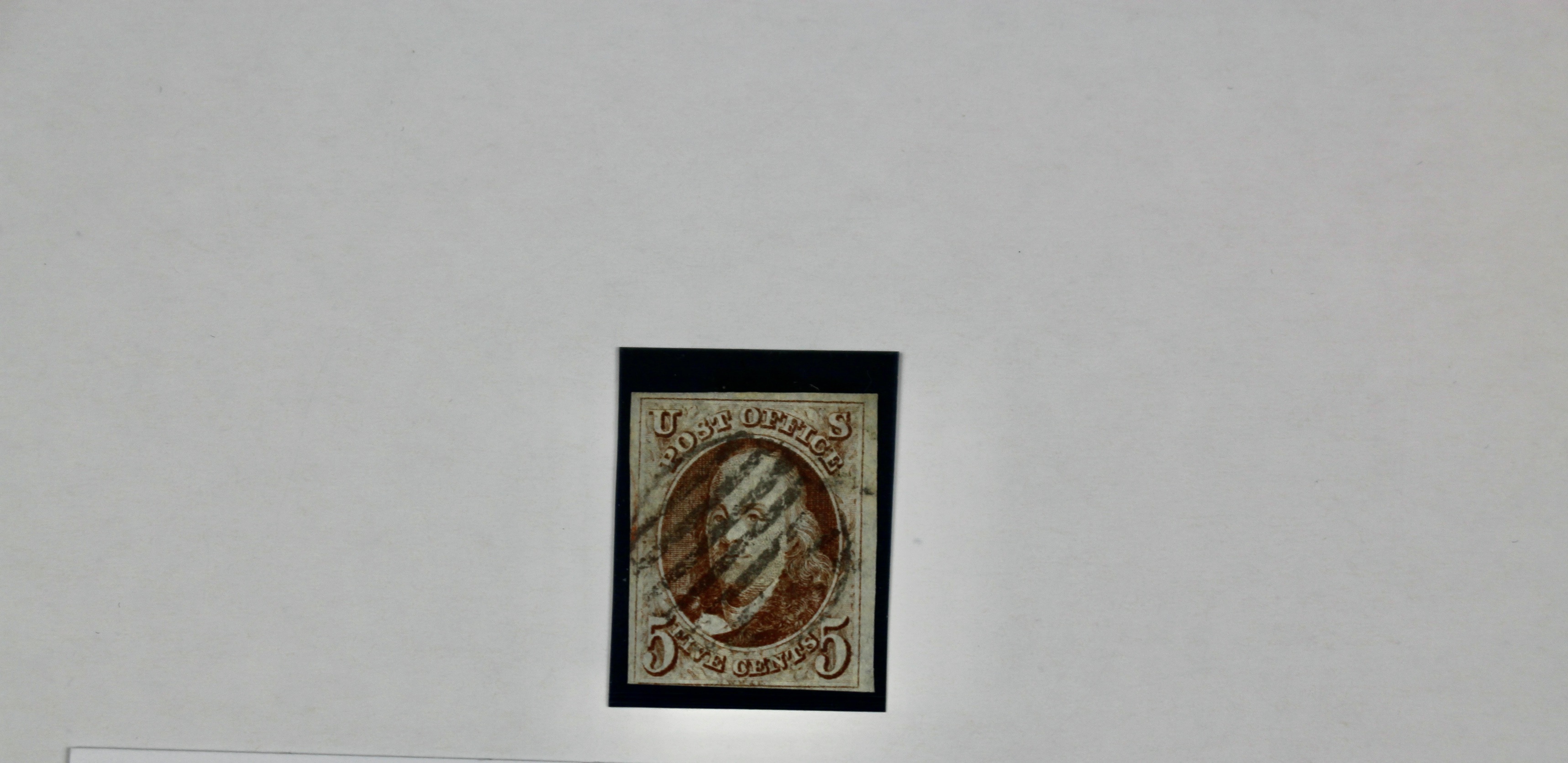 1847 5-Cent Franklin Postage Stamp, Scott #1, Oldest U.S. Stamp