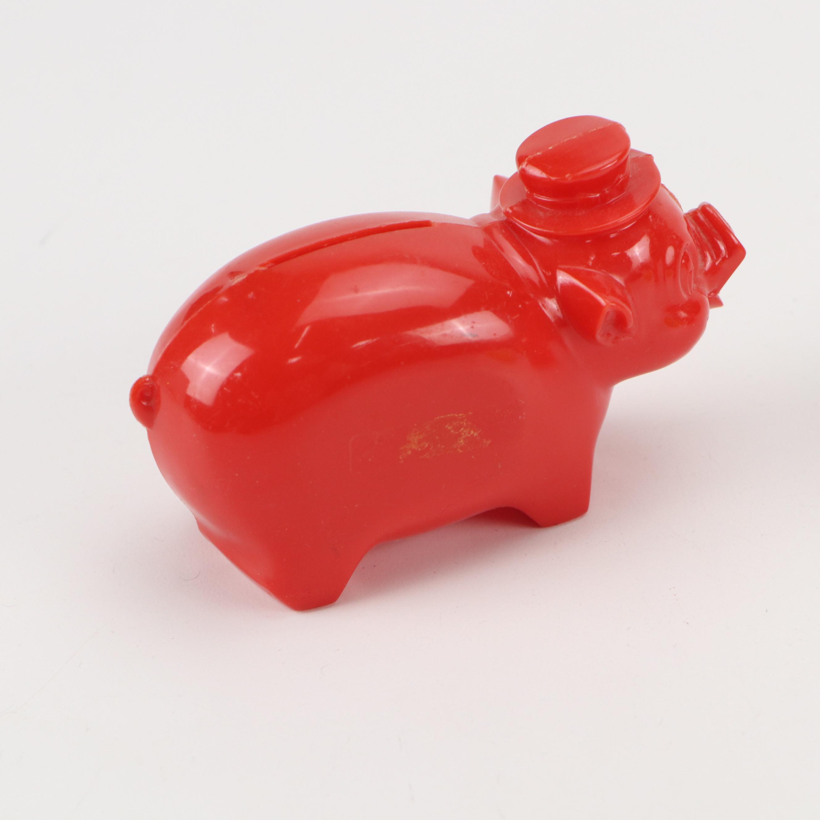 Set of Vintage Acrylic Novelty Piggy Coin Banks