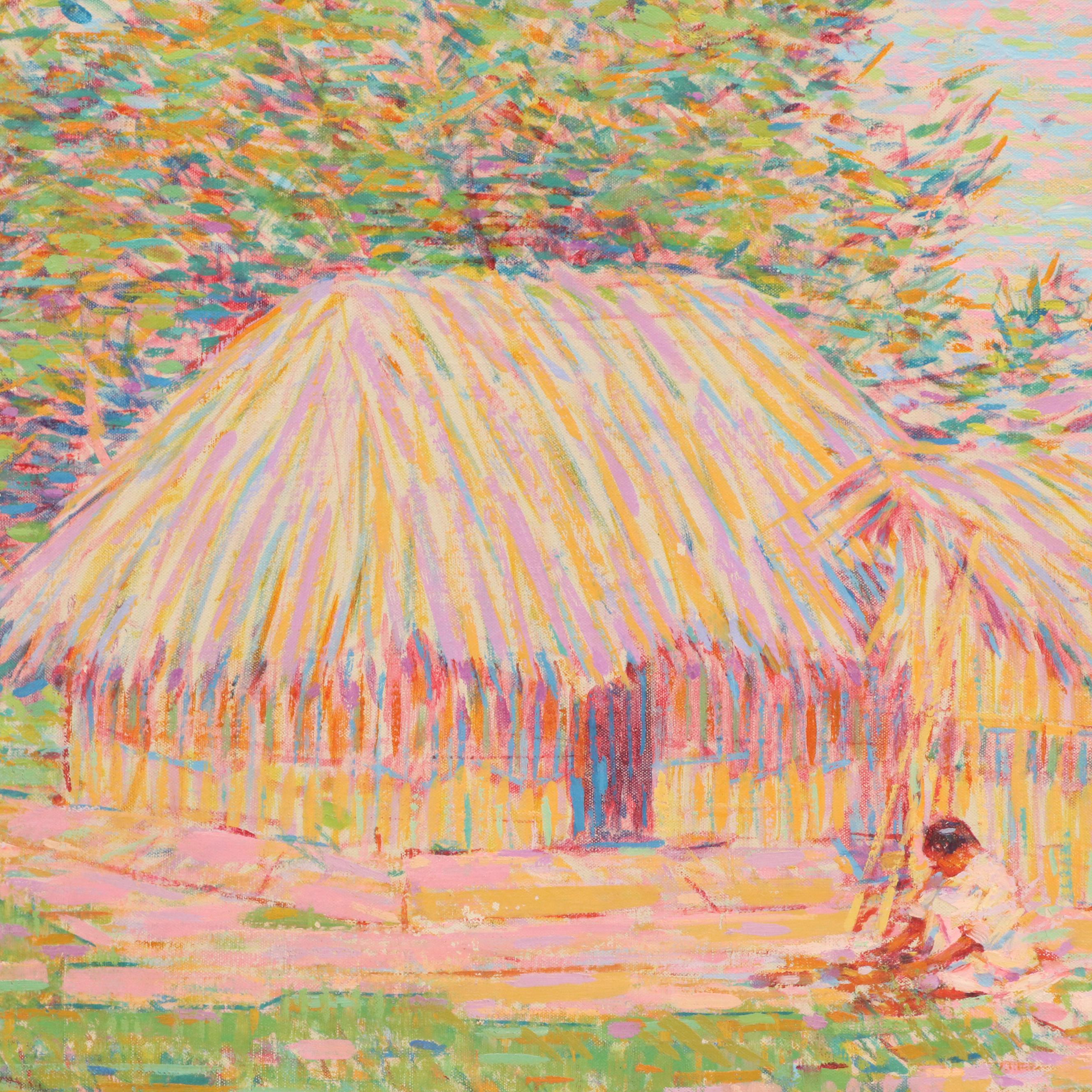 Jack Gage Stark Post Impressionist Oil Painting of Landscape With Dwelling, 1909