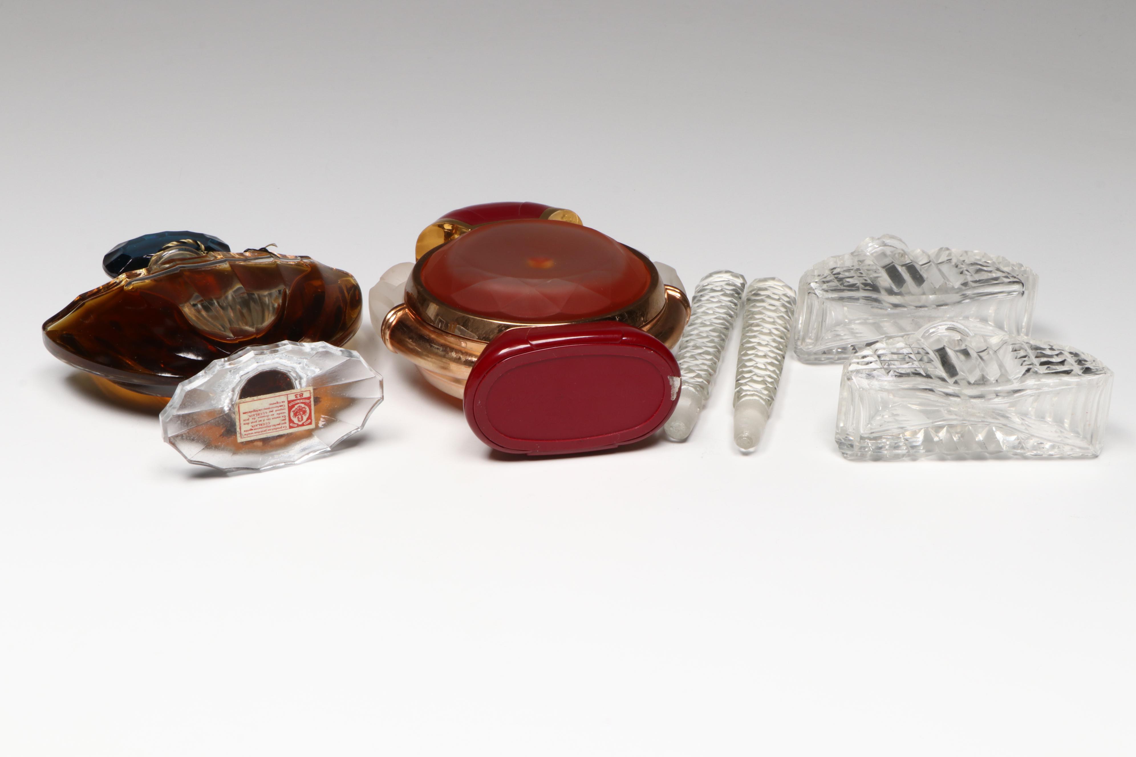 La Panthère Cartier Perfume with Lalique Nina Ricci and Other Perfume Bottles