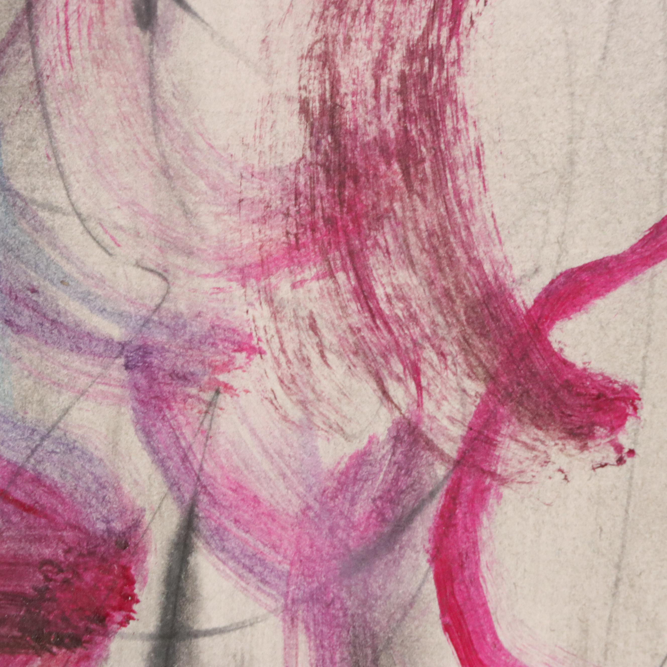 Jack Meanwell Abstract Expressionist Acrylic Figure Painting, Late 20th Century