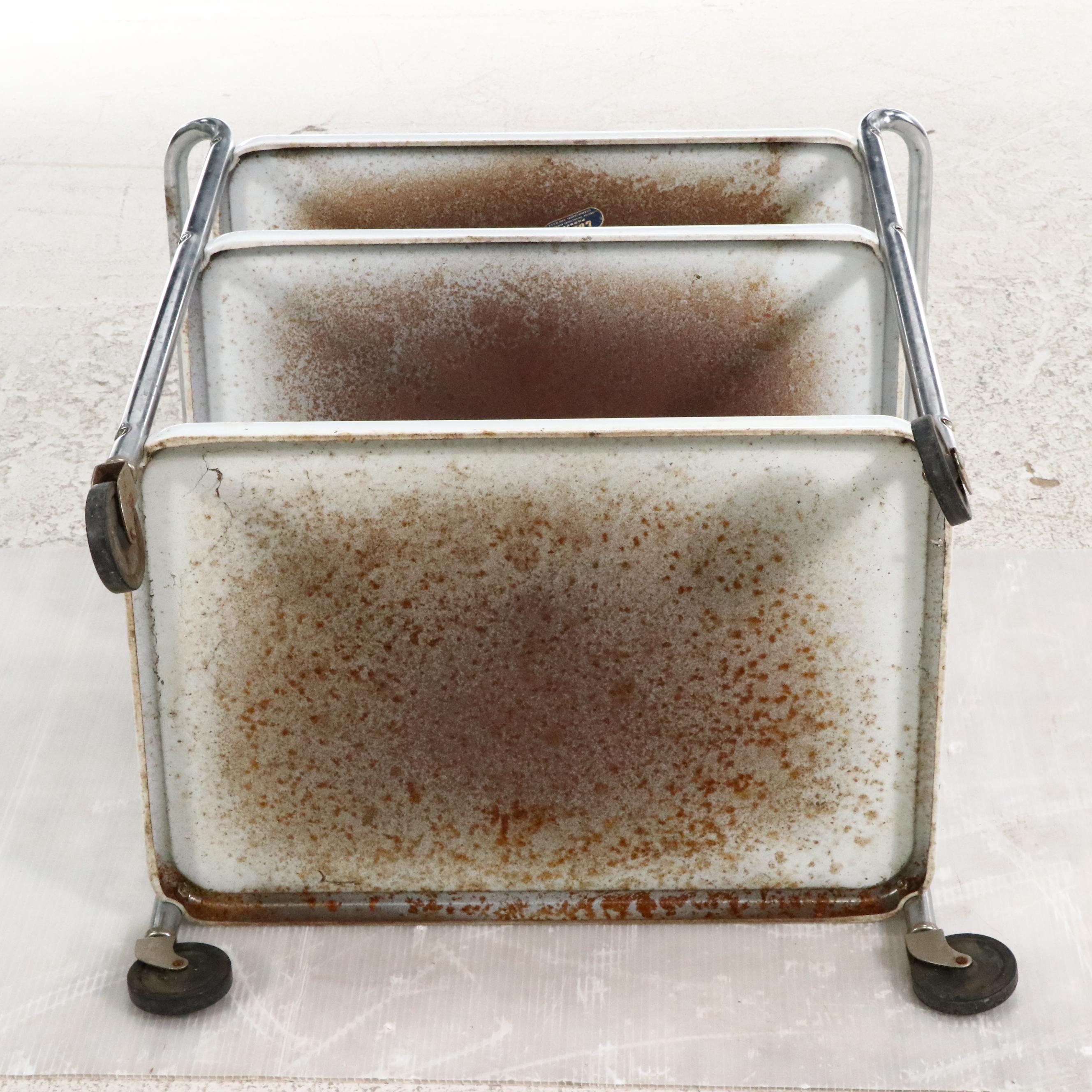 Vintage Cosco Enameled Metal and Tube Frame Rolling Cart