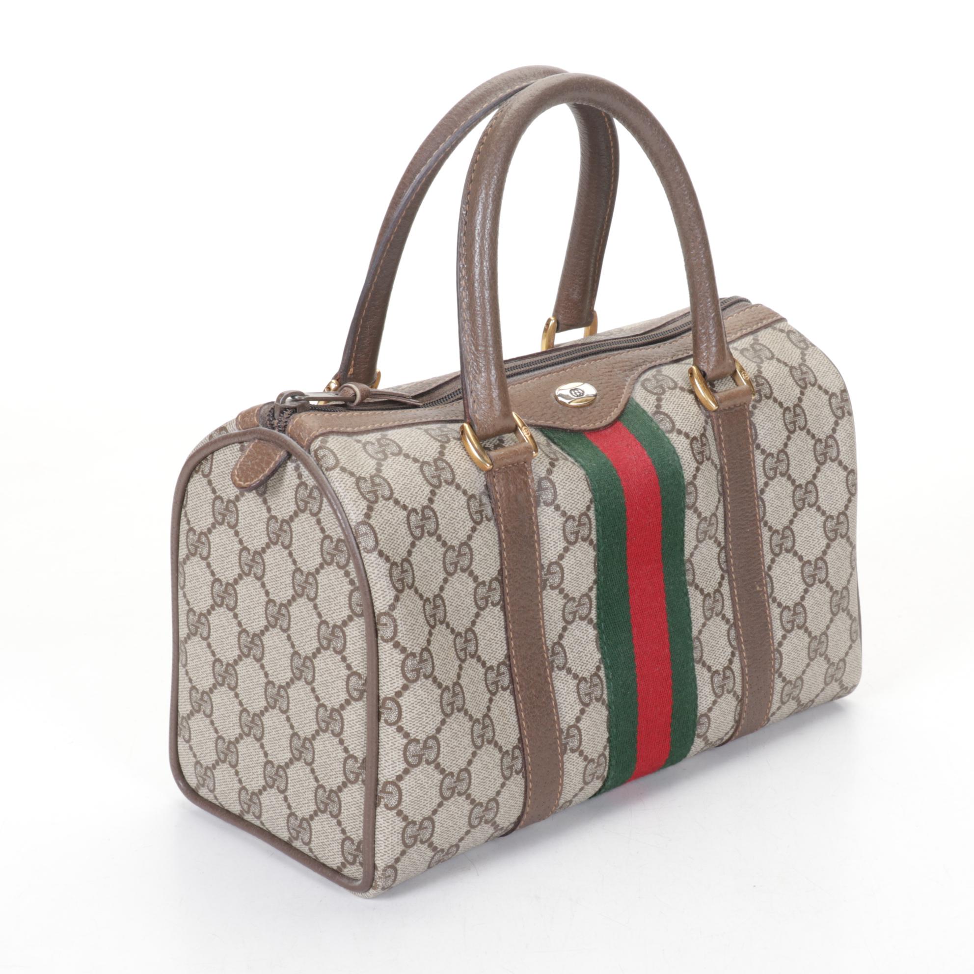 Gucci Accessory Collection Boston Bag in Supreme Canvas, Web & Leather, 1980s