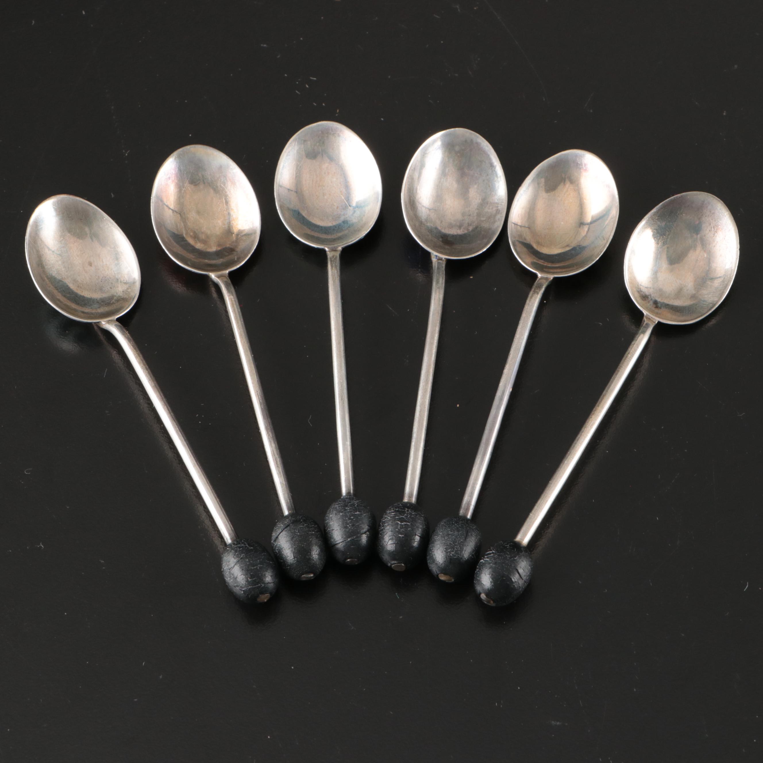 H. Clifford David Enameled Sterling Demitasse Spoons, 1947