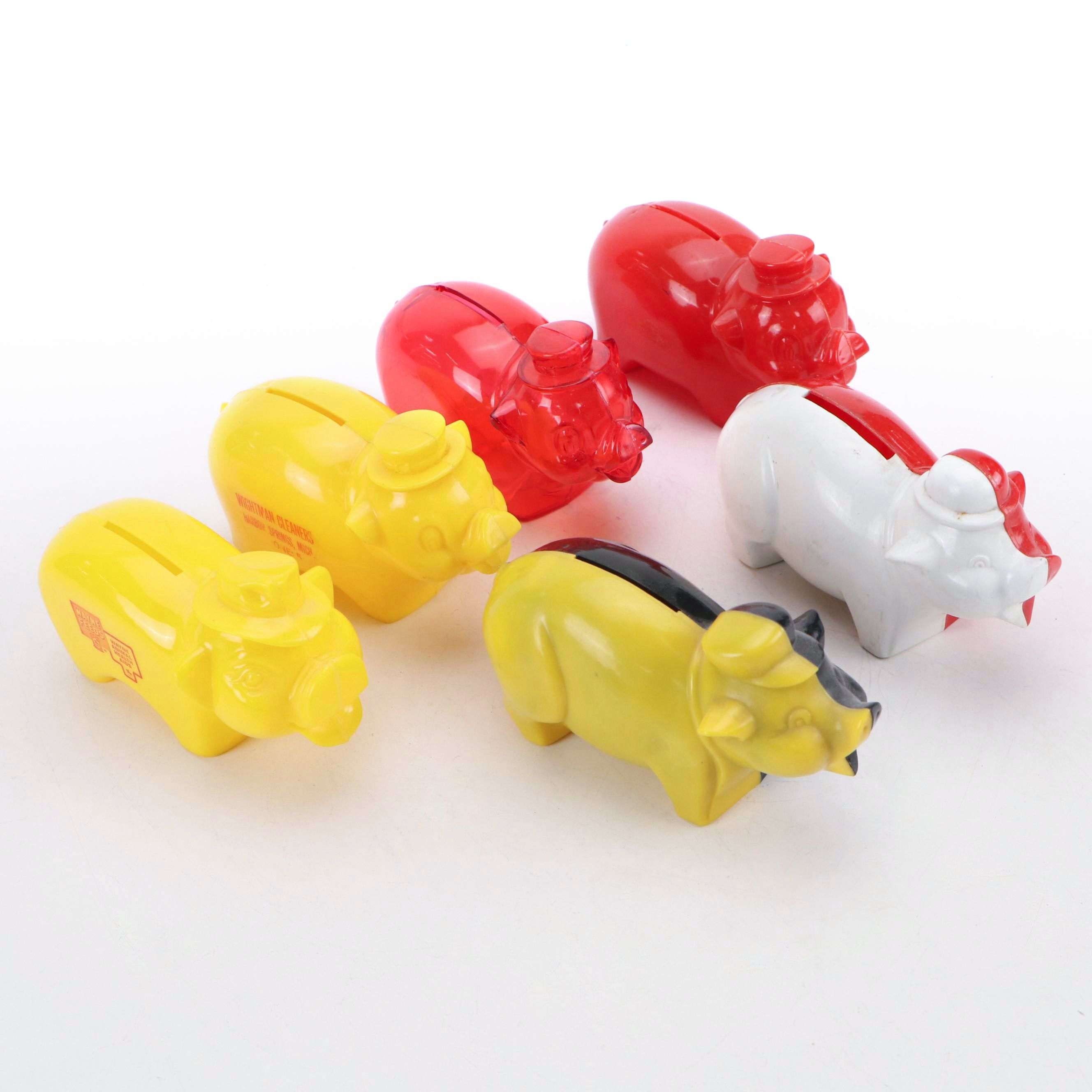 Set of Vintage Acrylic Novelty Piggy Coin Banks