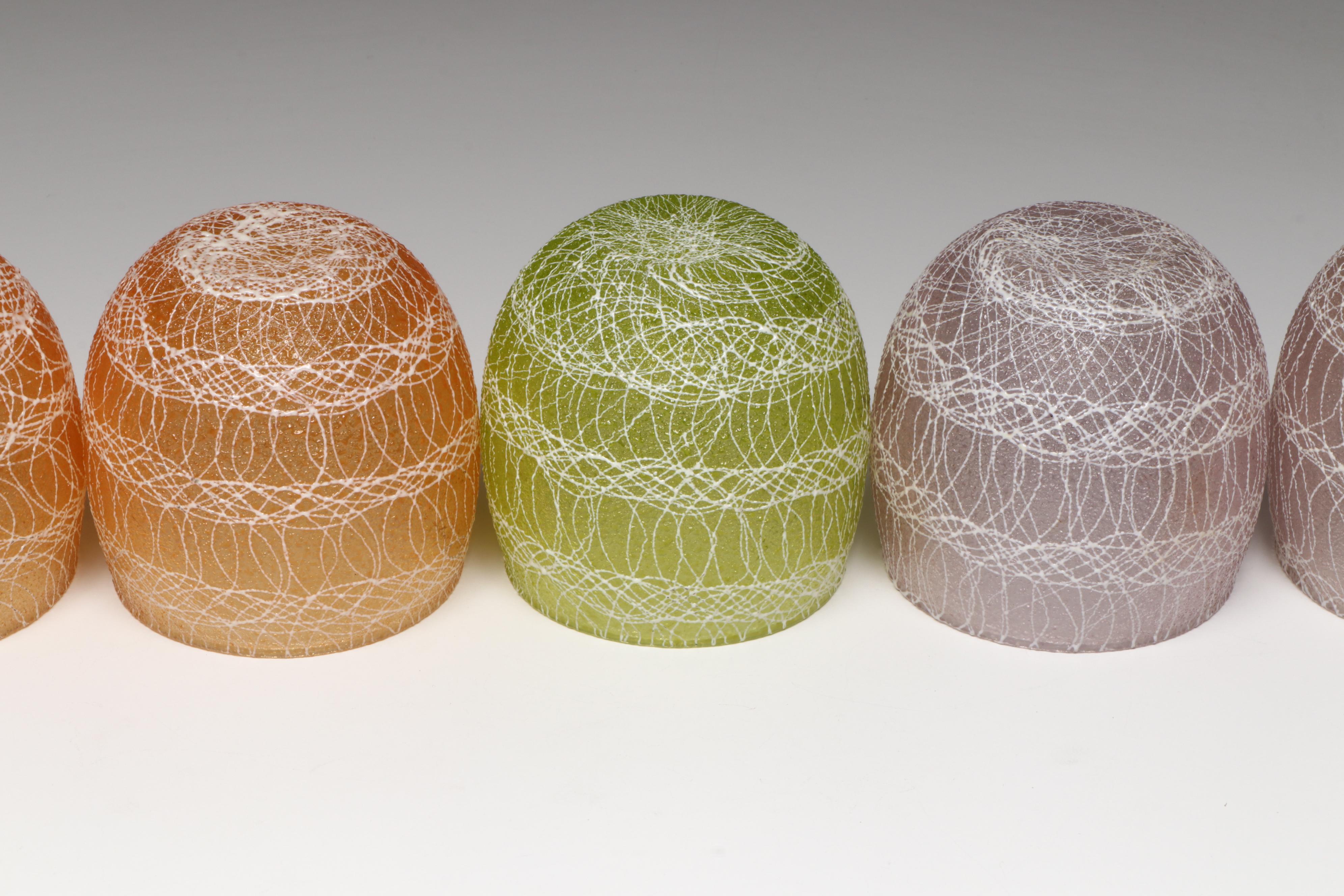 Glass Color Craft Spaghetti String Roly Poly Glasses with Striped Tumblers