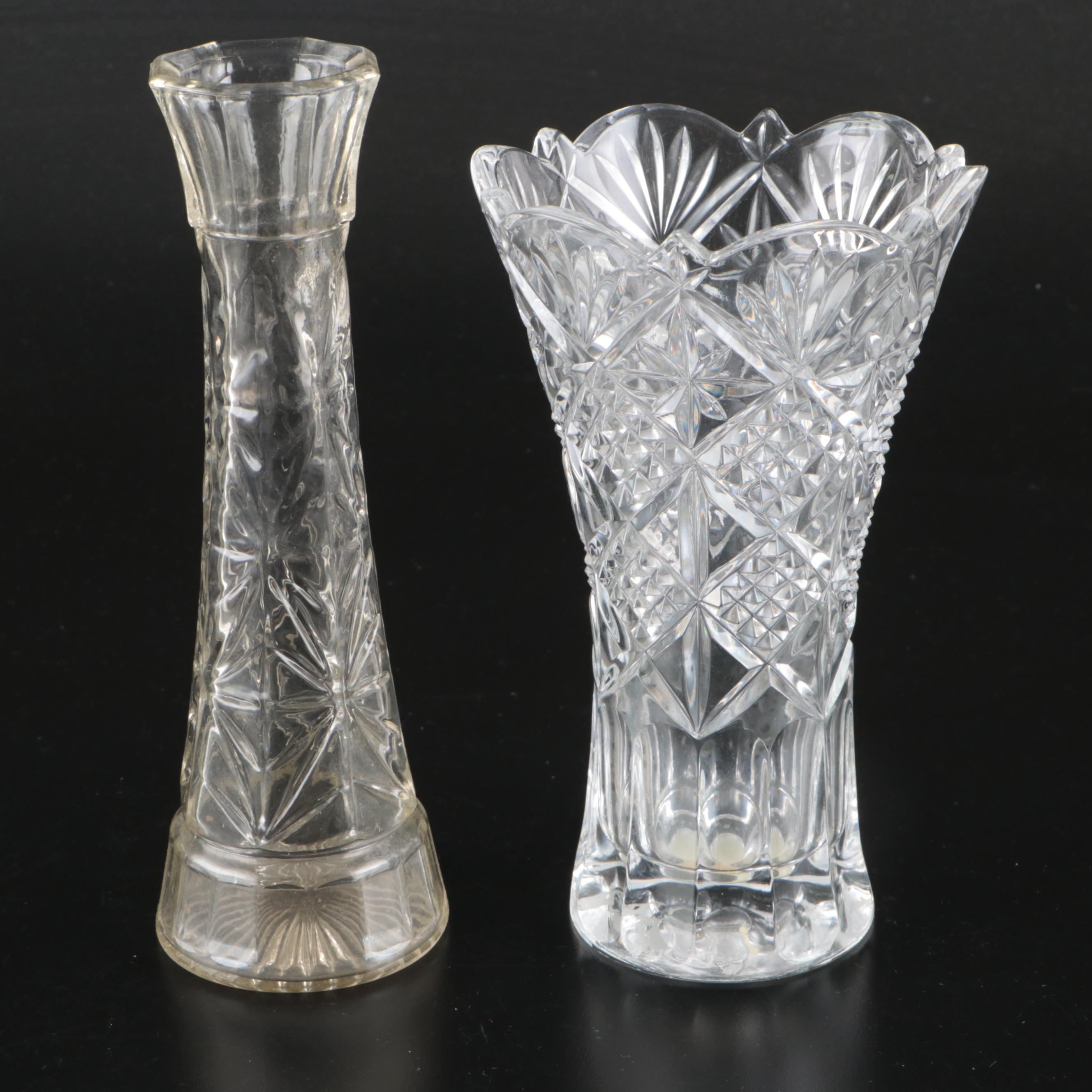 Gorham Fine Crystal Vase with Pineapple and Fan Cake Stand and Other Tableware