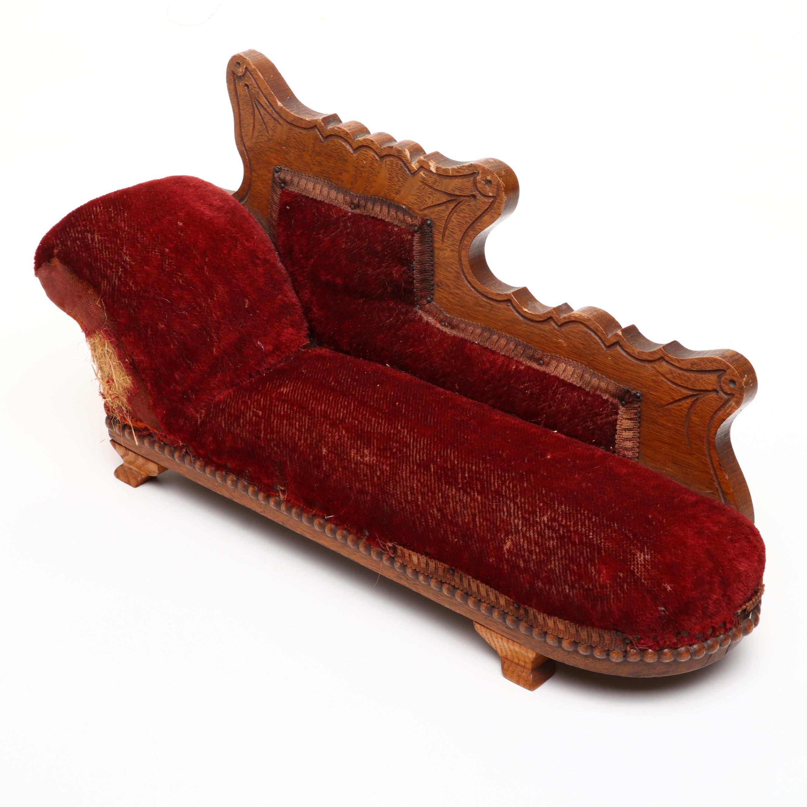 Victorian Eastlake Style Miniature Chaise Lounge, Late 19th/Early 20th Century