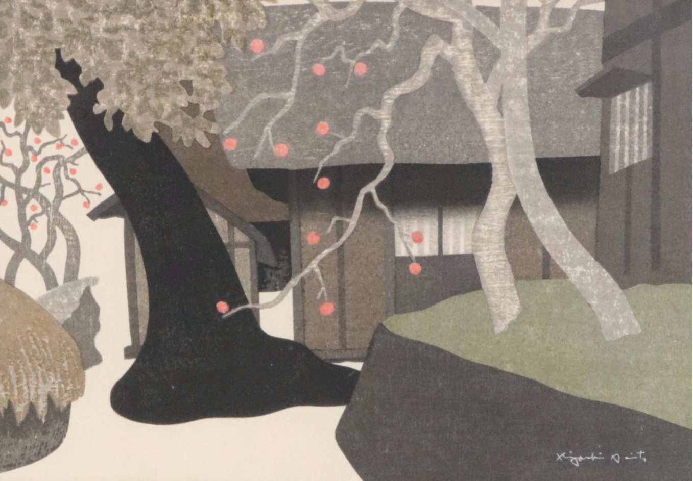 Saitō Kiyoshi Woodblock "Persimmon Tree in Aizu"