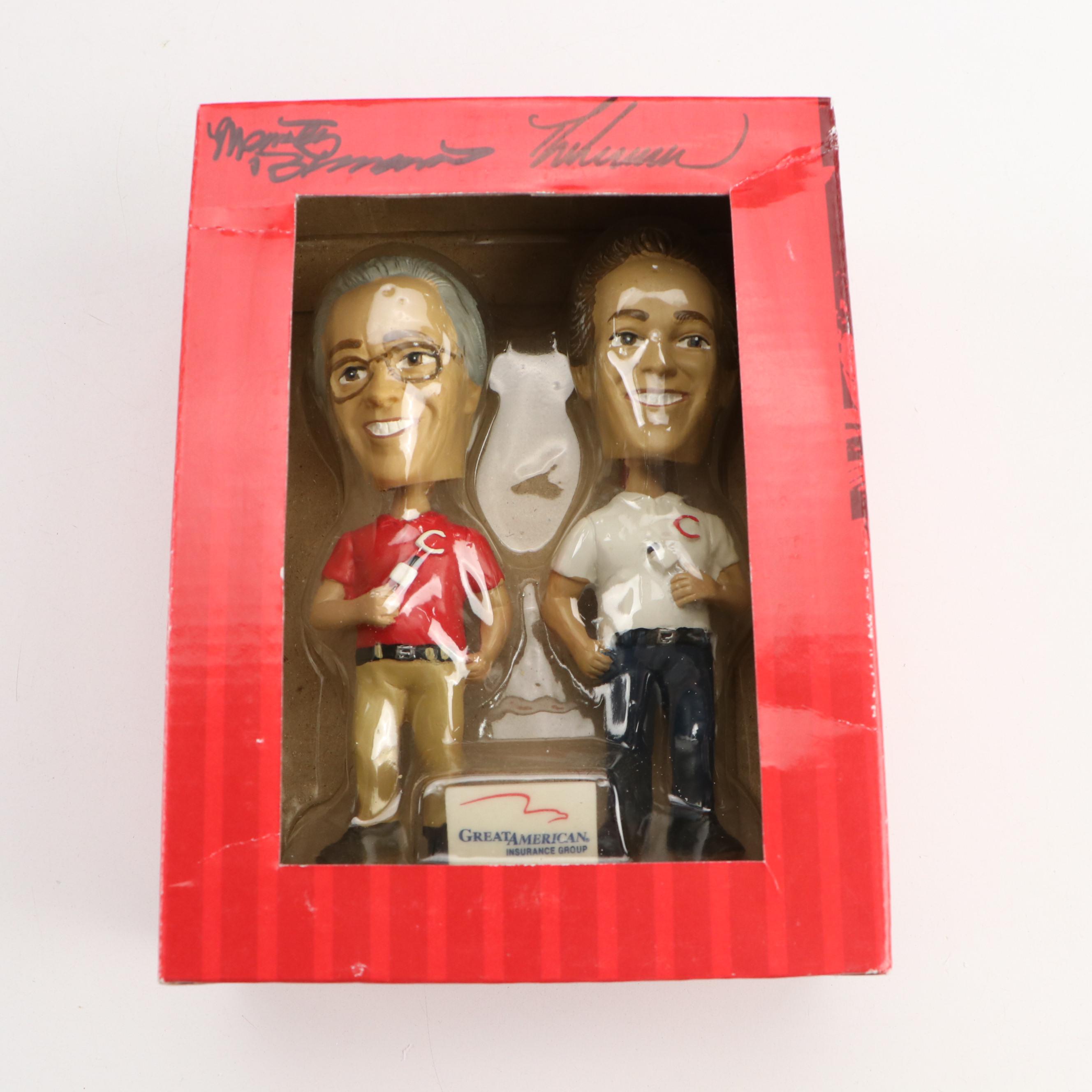 Marty Brennaman Signed Bobblehead with Bob Huggins Bobblehead and More