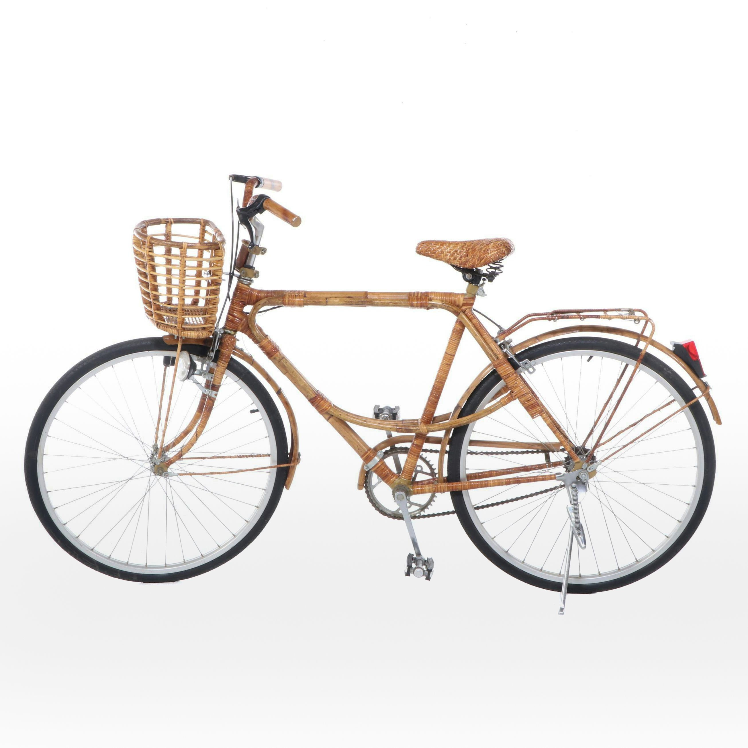 Bamboo Bicycle with Rattan Seat, Mid to Late 20th Century