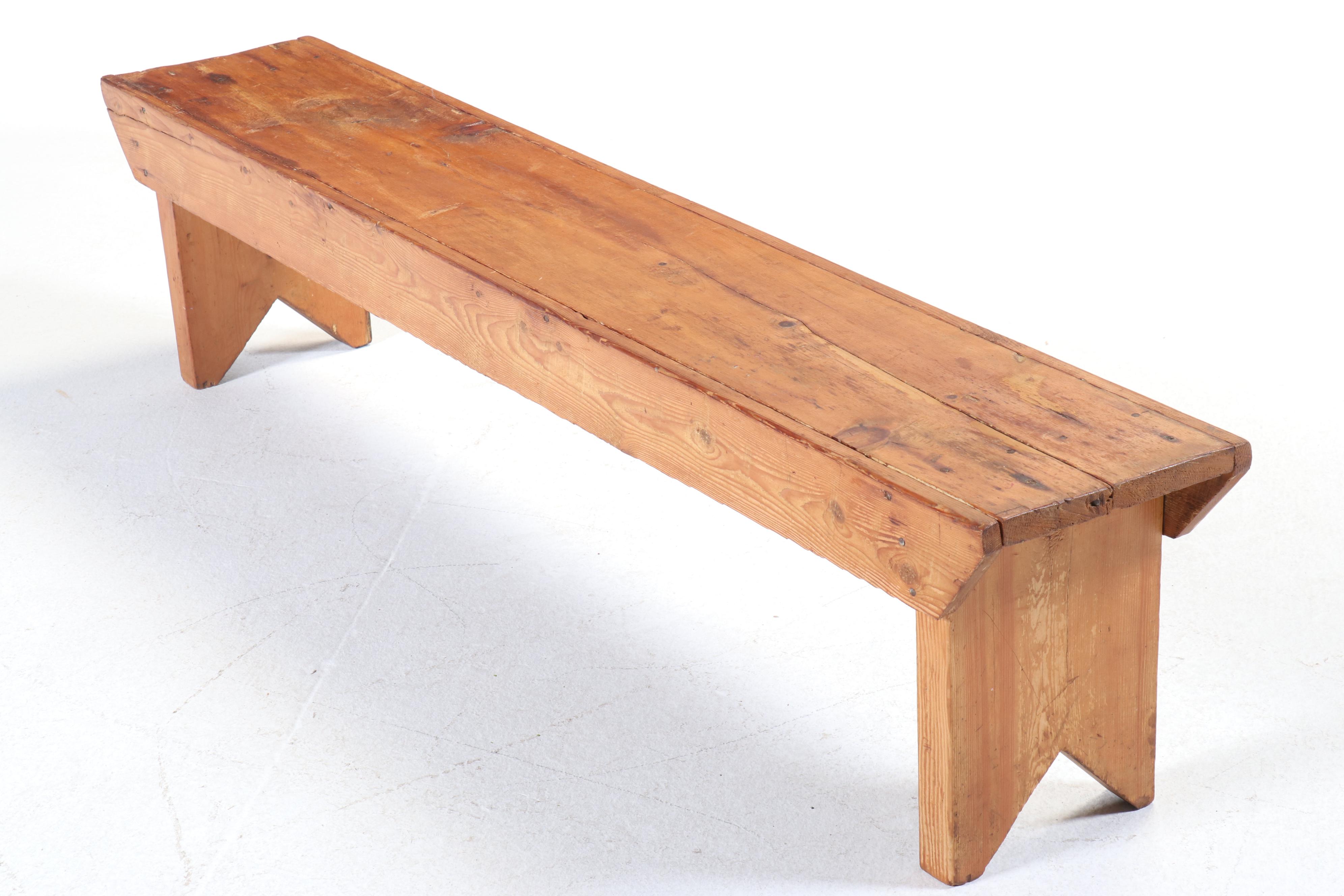 American Primitive Style Pine Boot Jack Bench