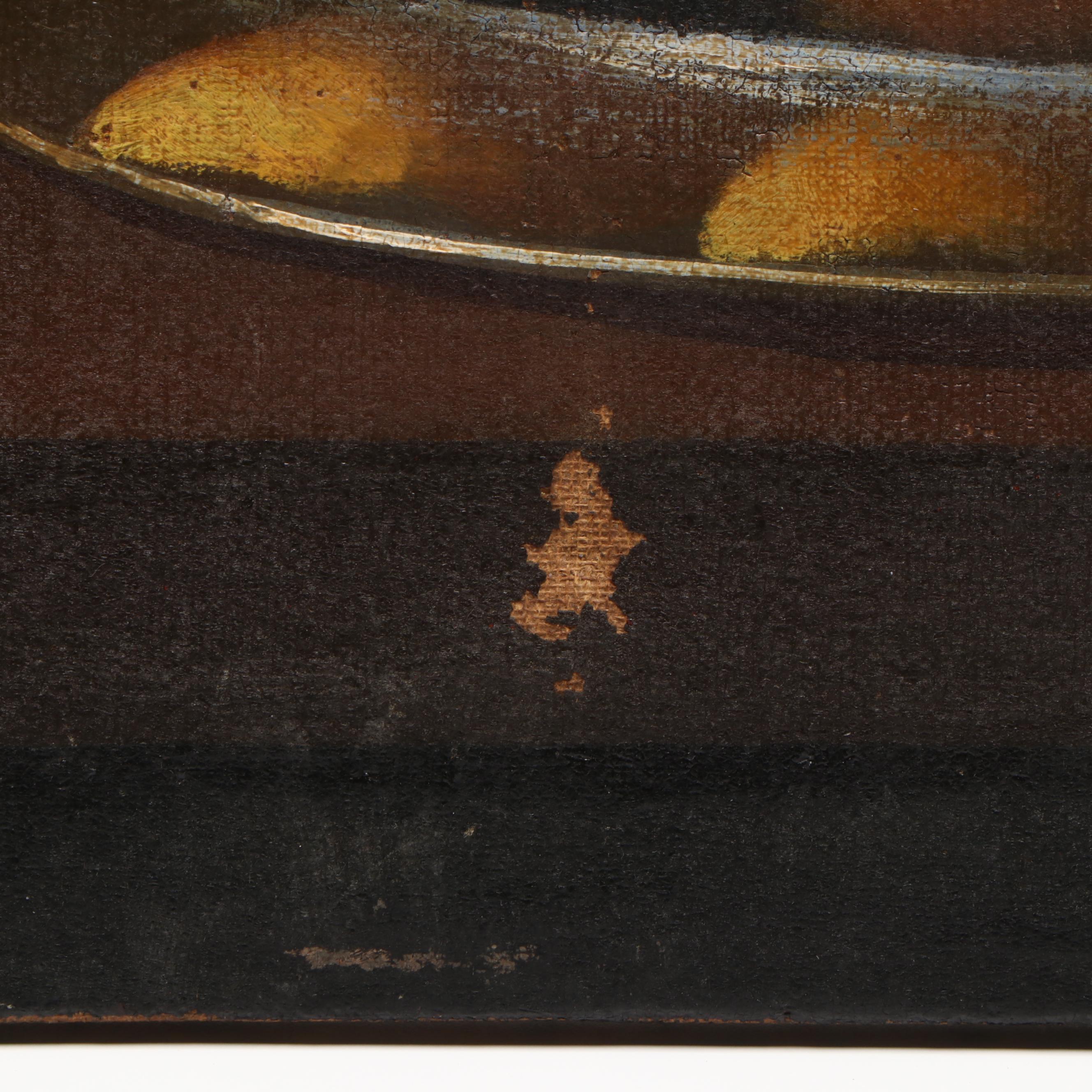 Still Life Oil Painting of Lemons in the Style of Juan de Zurbaran, 19th Century