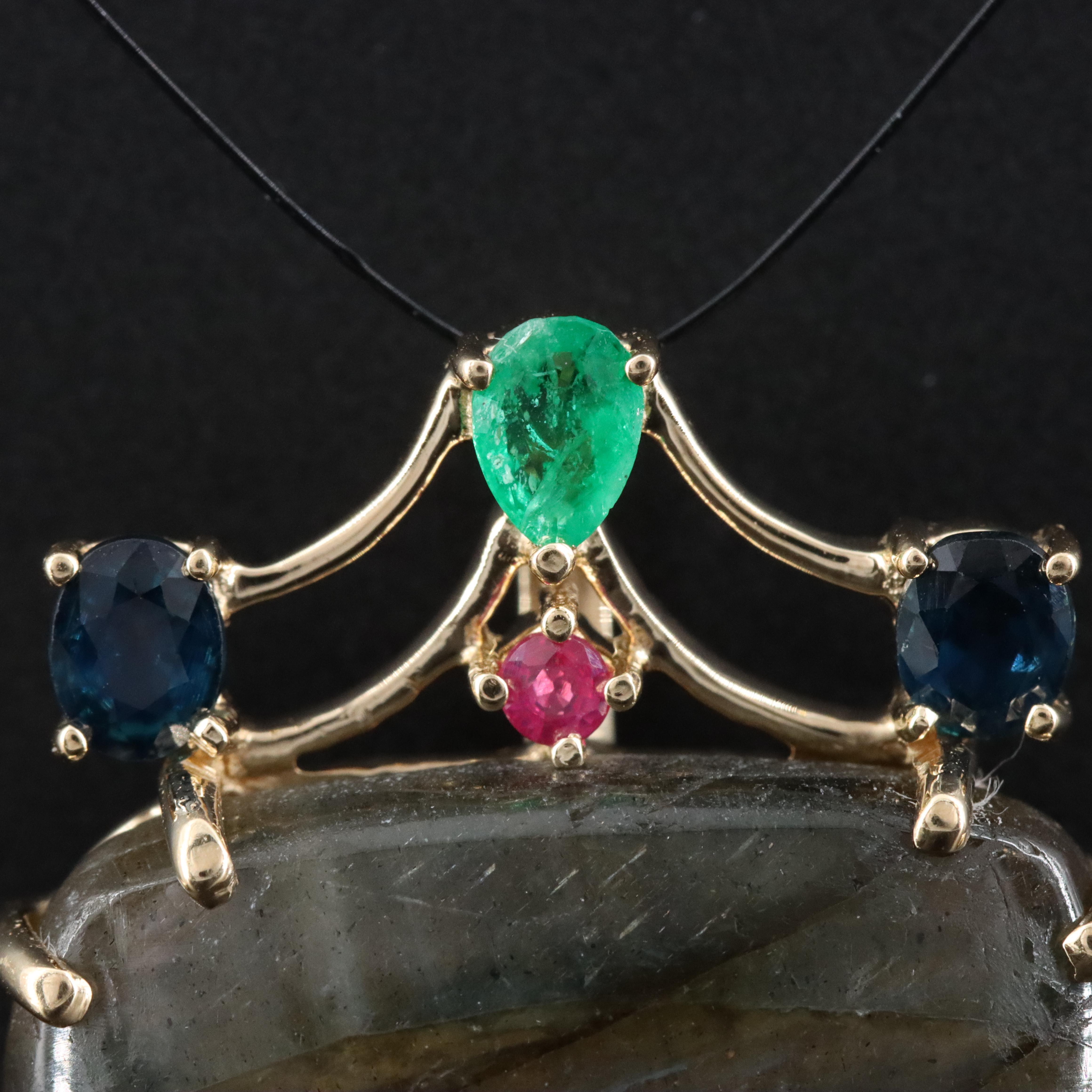 Sajen 14K Labradorite, Emerald, Sapphire and Ruby Pendant