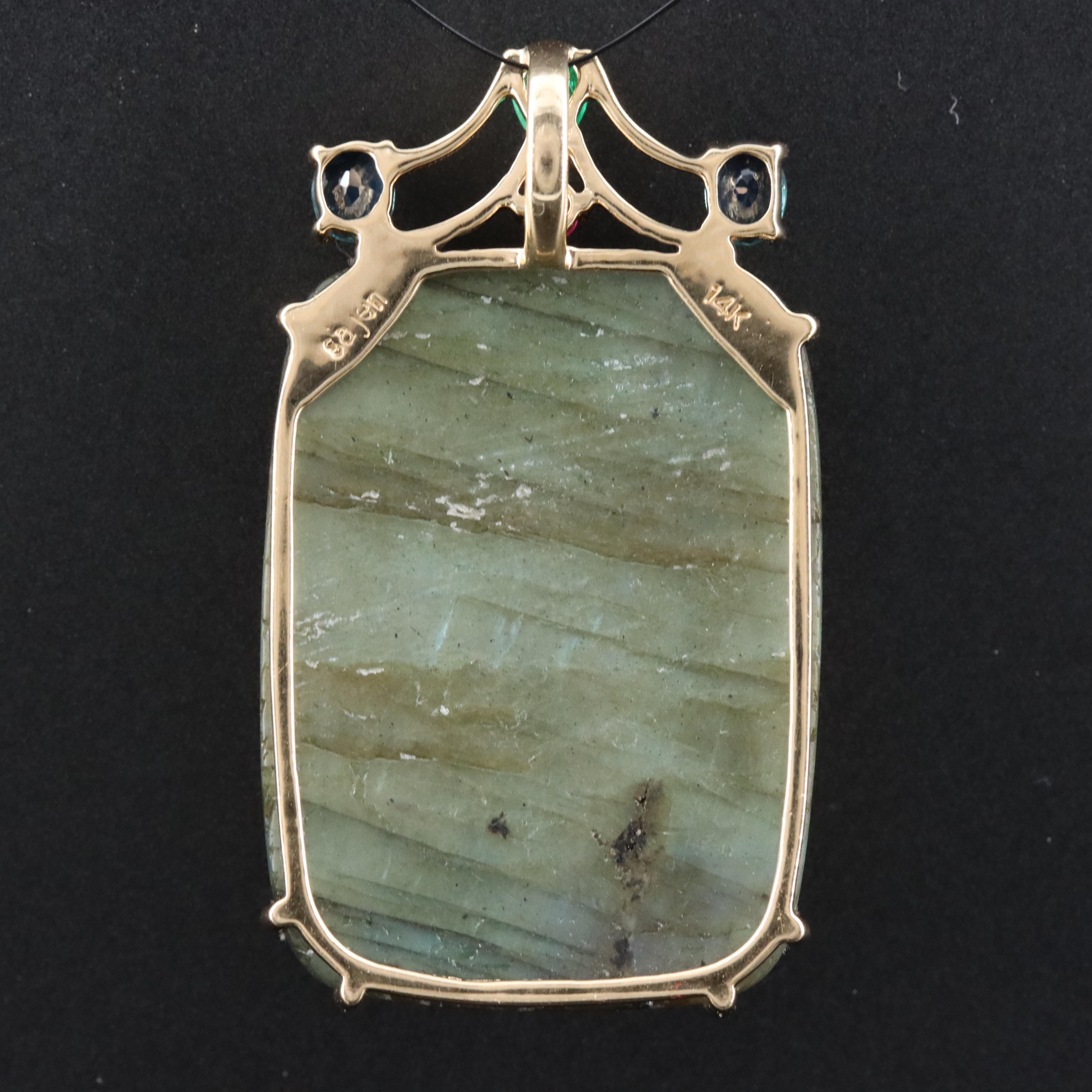 Sajen 14K Labradorite, Emerald, Sapphire and Ruby Pendant