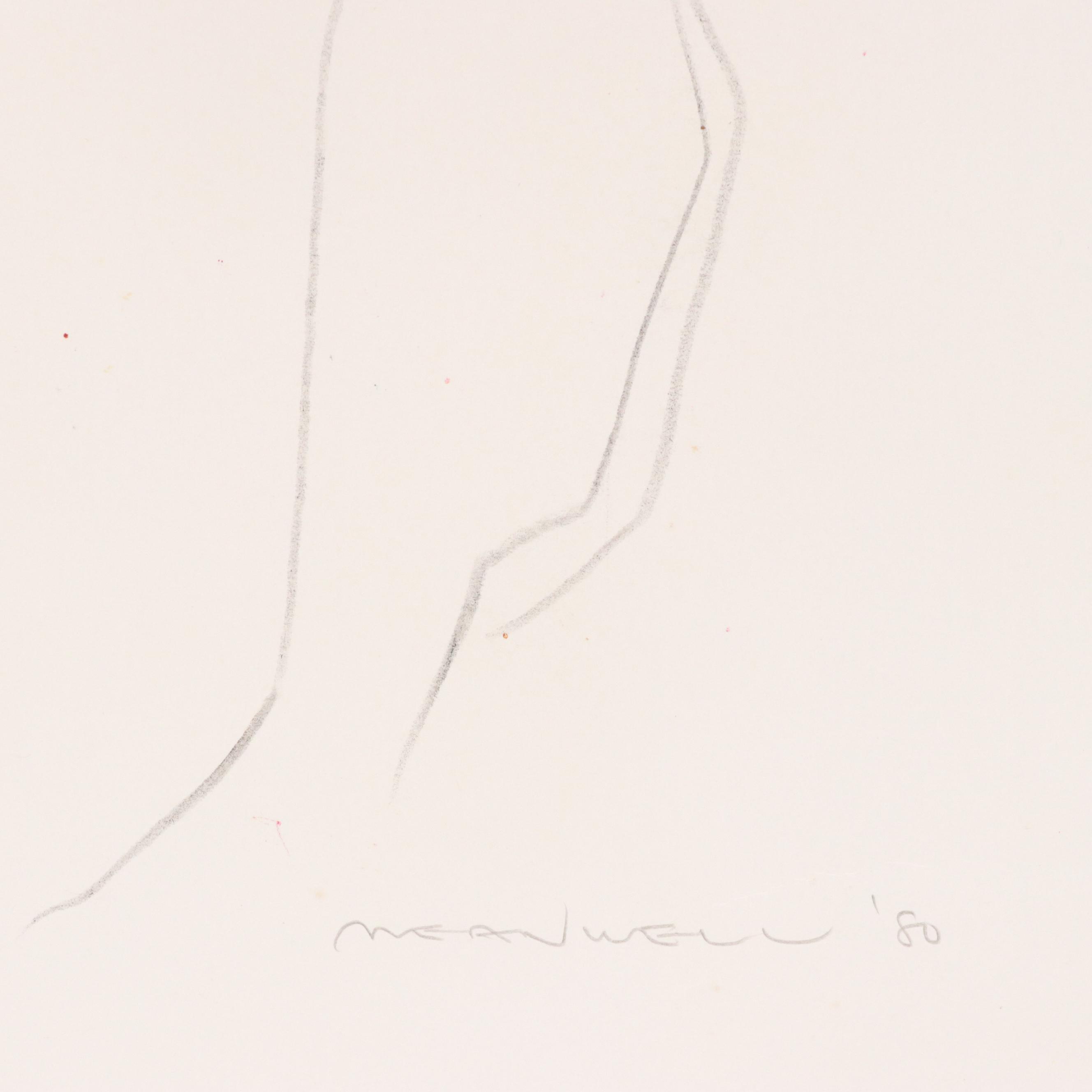 Jack Meanwell Abstract Figurative Graphite Drawing, 1980