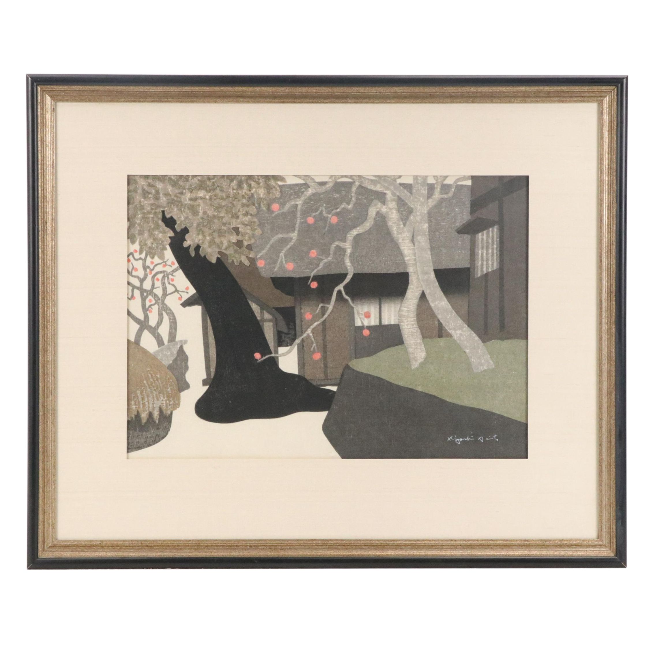 Saitō Kiyoshi Woodblock "Persimmon Tree in Aizu"