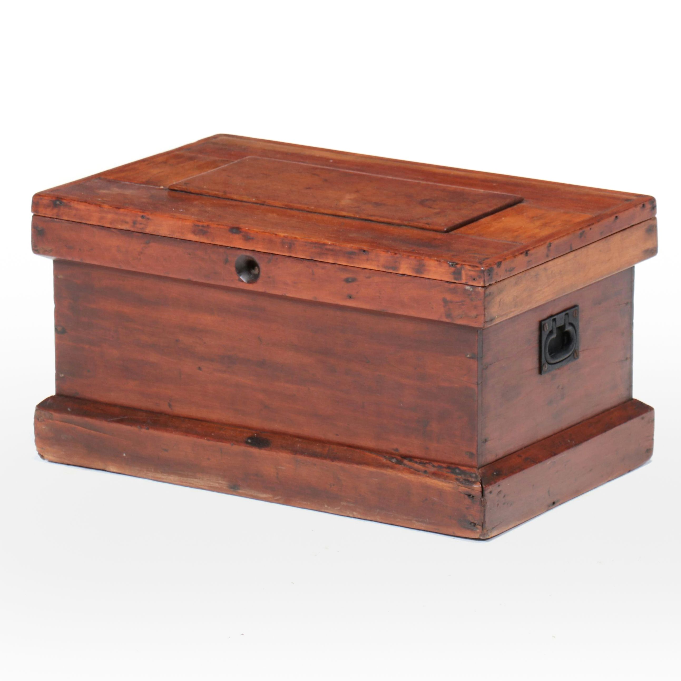 American Primitive Cherrywood & Walnut Tool Chest, Late 19th/Early 20th Century