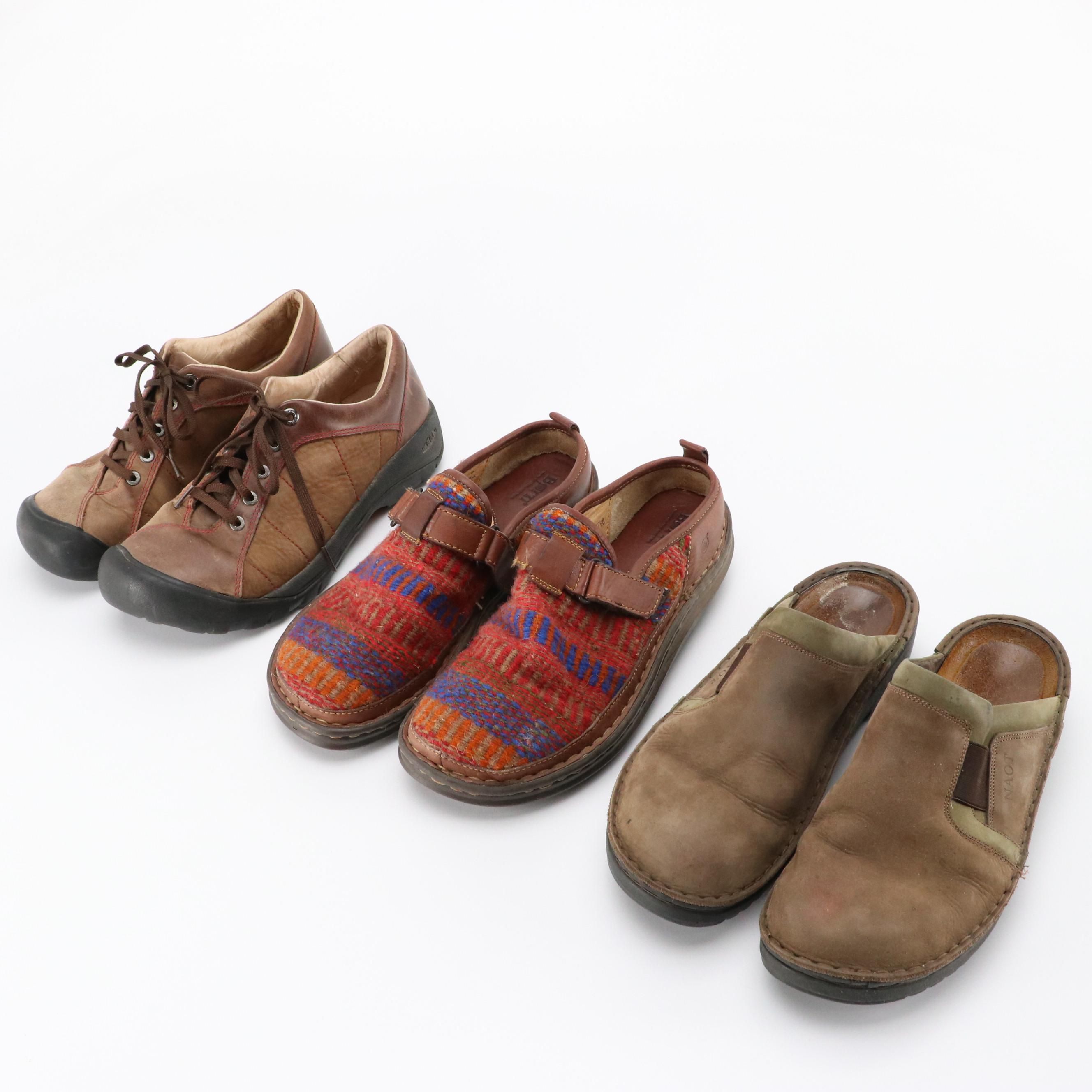 Naot and Børn Open-Back Clogs and Keen Walking Shoes with Boxes